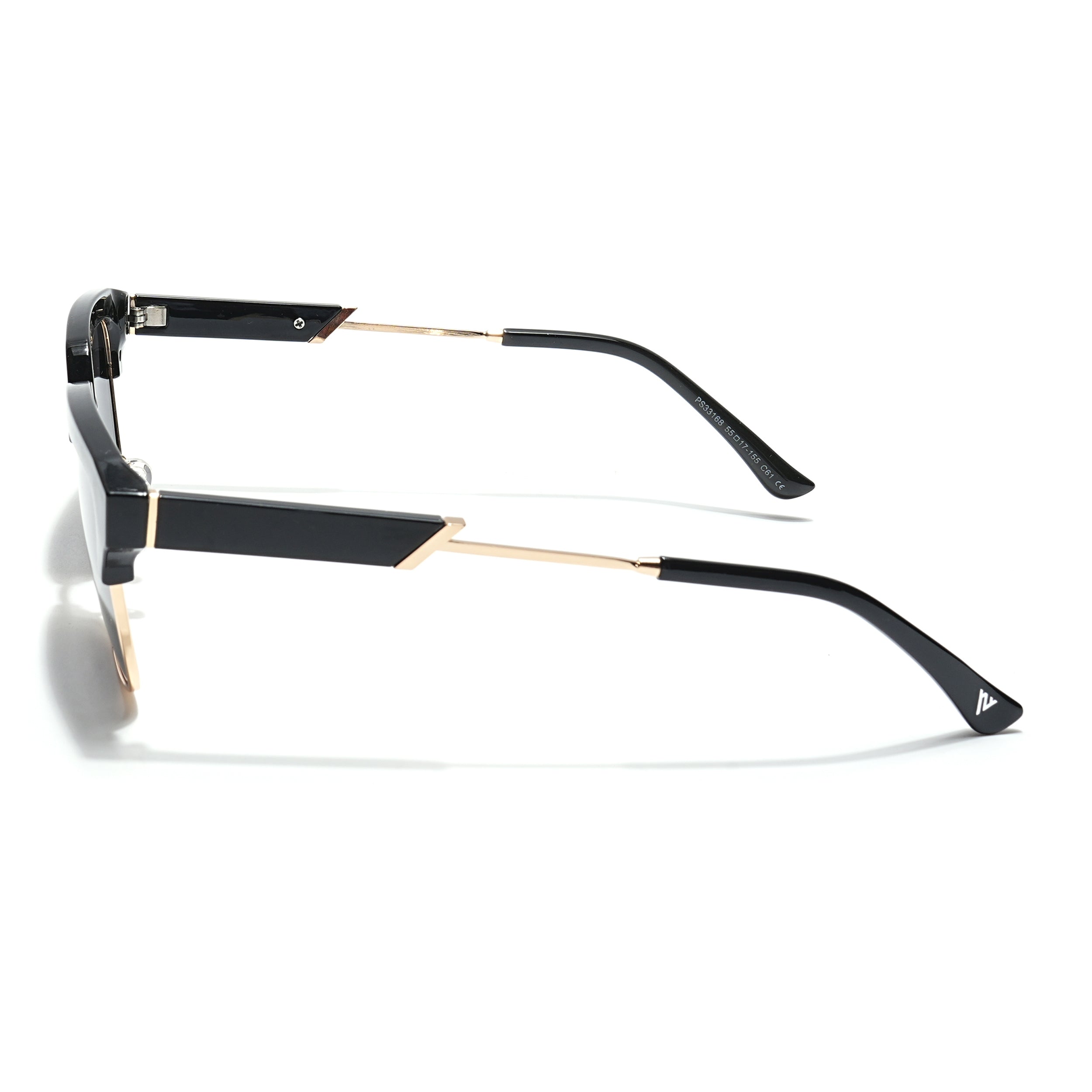 Voyage Select Square Sunglasses (Black Lens | Shine Black & Golden Frame - SLPMG6297)