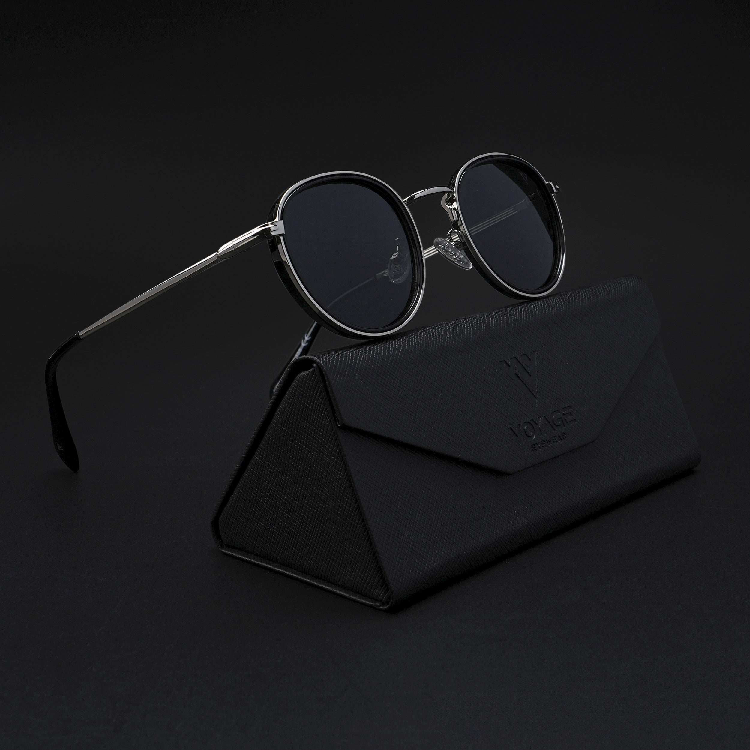 Black round lens sunglasses online