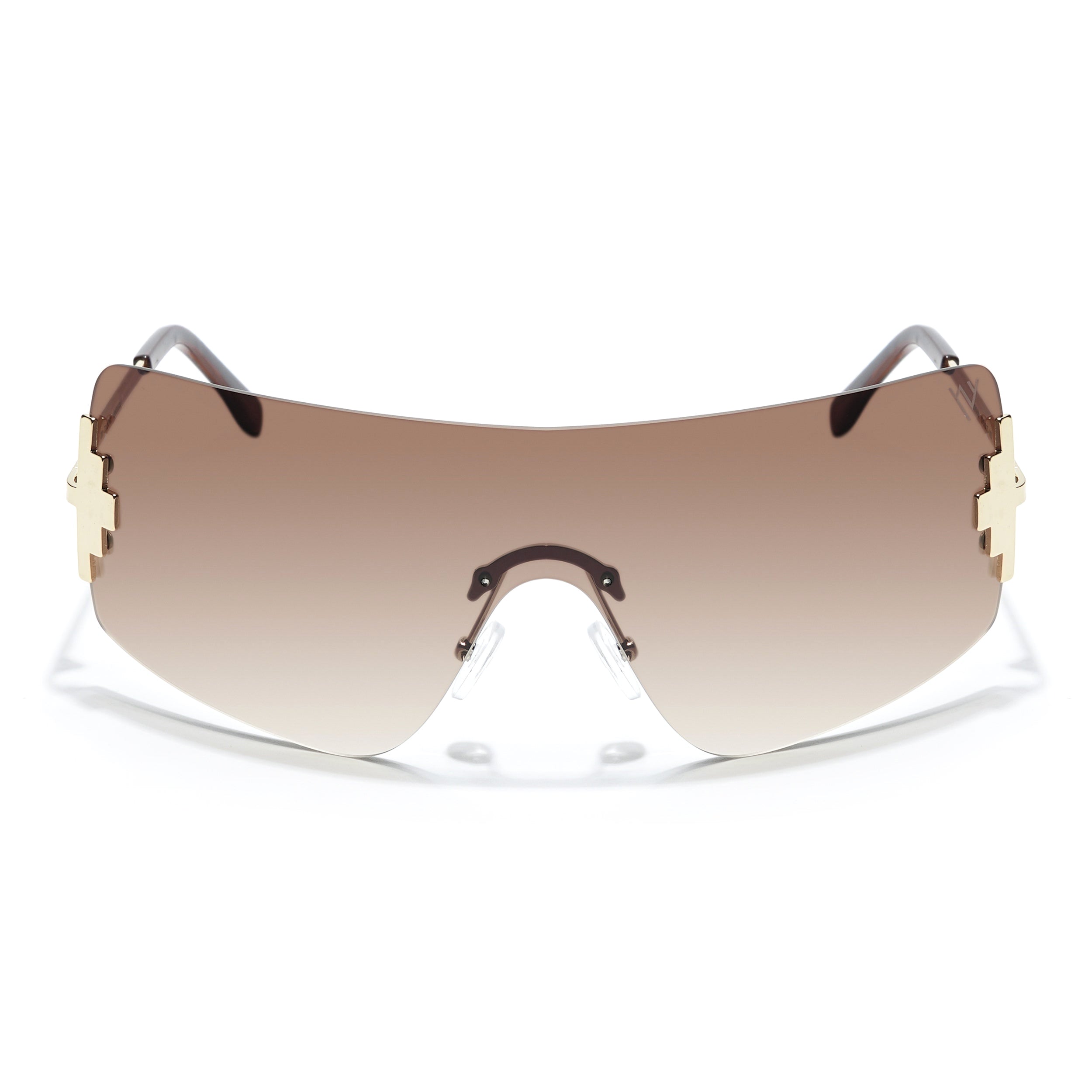 Wrap Around Brown & Clear Sunglasses - MG4118