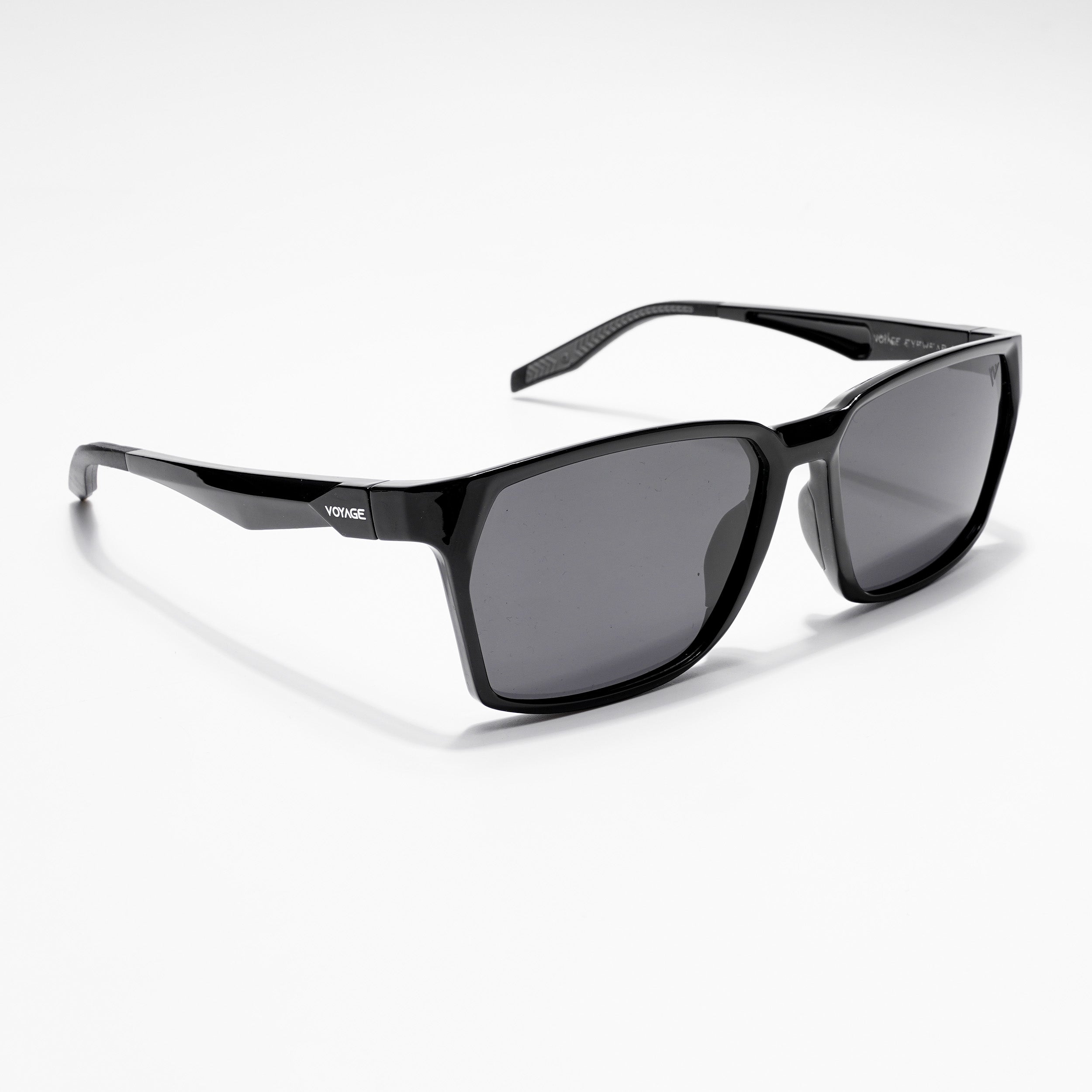 Wayfarer Polarized Sunglasses (Black Lens | Shine Black & Grey Frame - PMG5282)