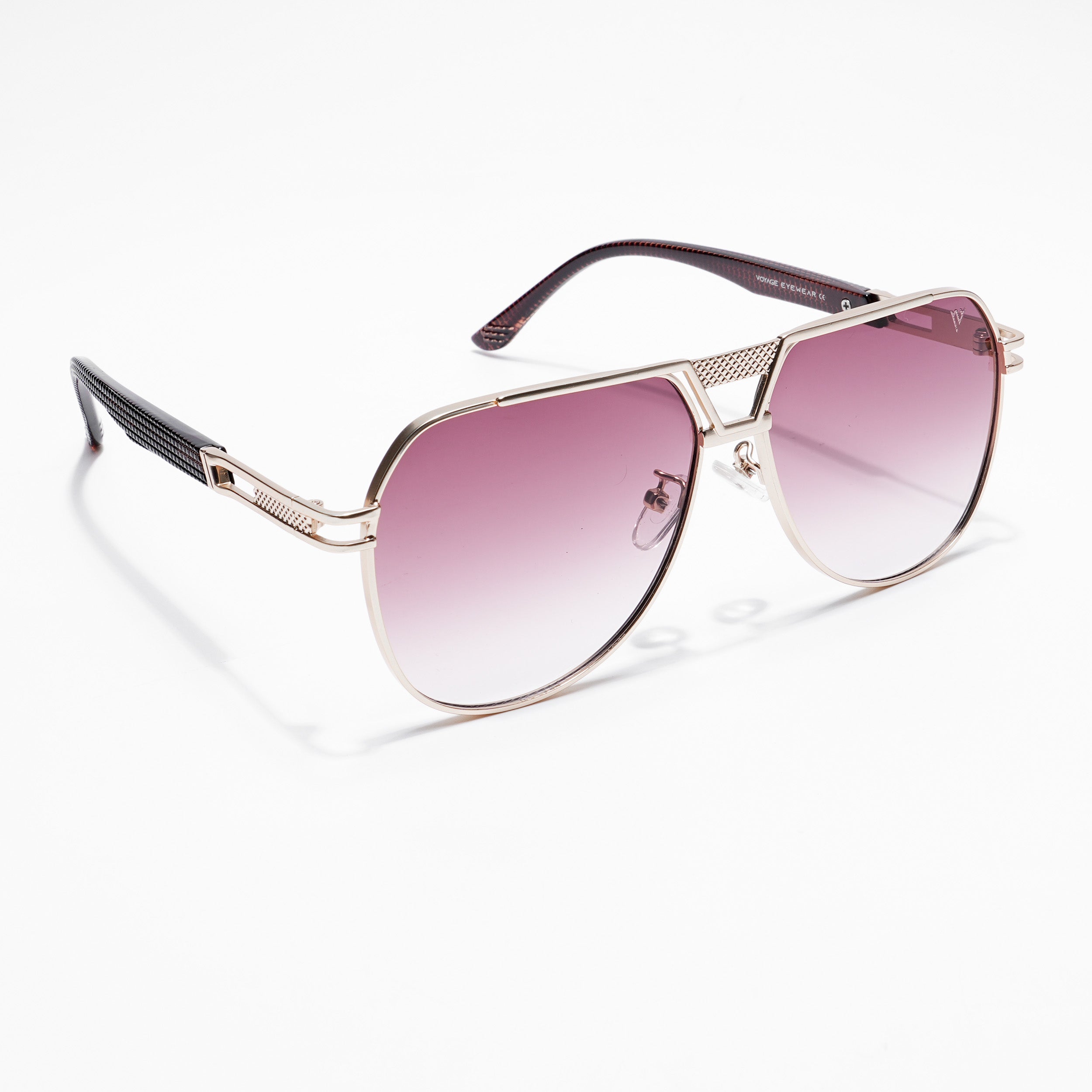 Voyage Aviator Sunglasses for Men & Women (Brown & Clear Lens | Golden Frame  - MG5204)