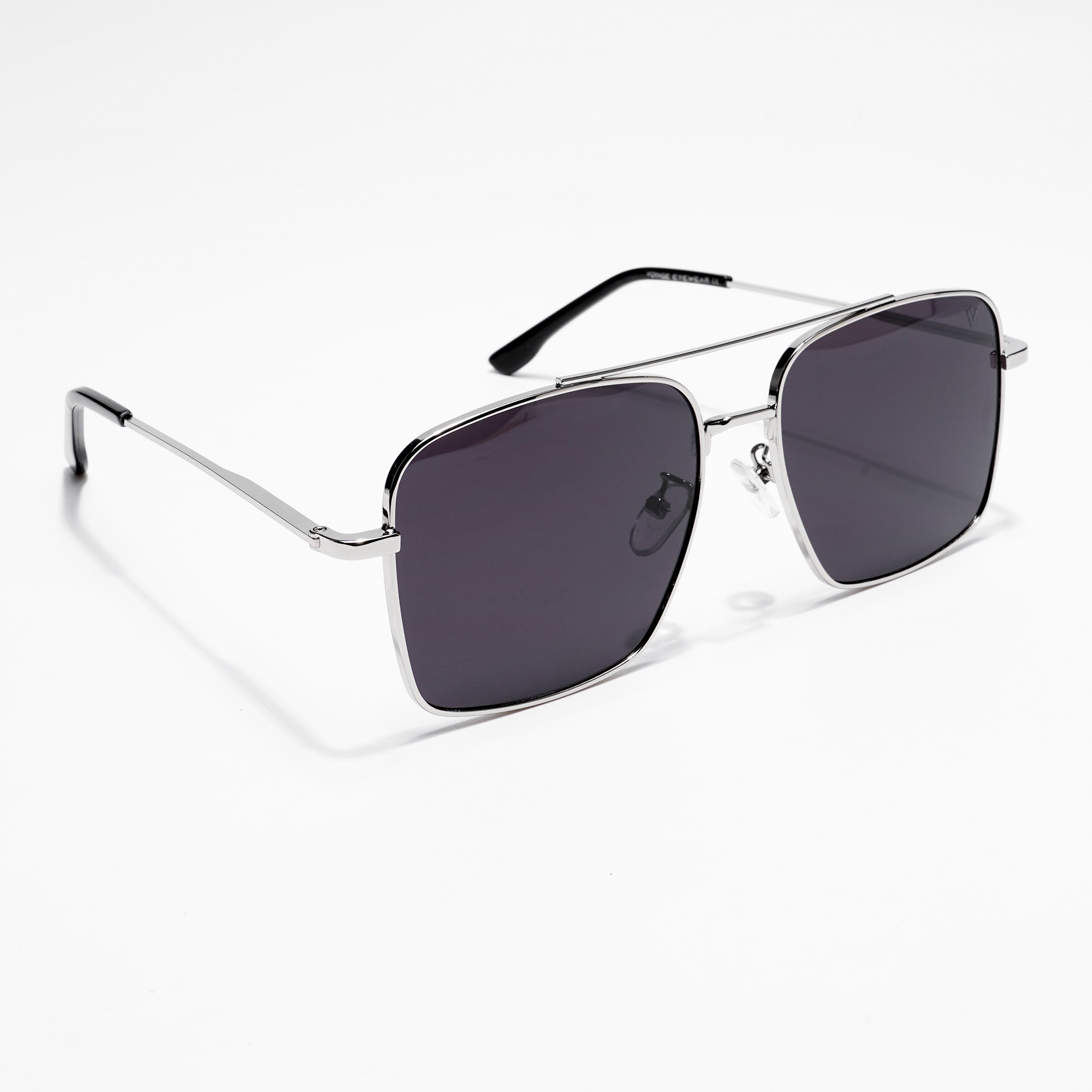 Voyage Aviator Sunglasses for Men & Women (Black Lens | Silver Frame - MG5179)
