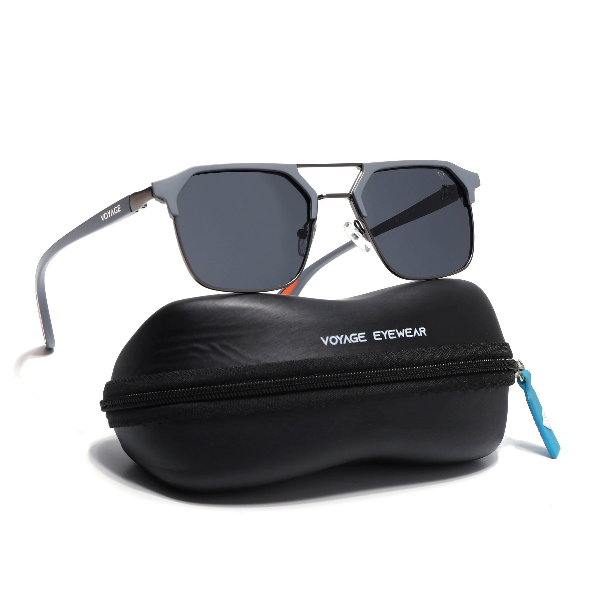 Commander | Grey Wayfarer Polarized Sunglasses | Black Lens - PMG6679