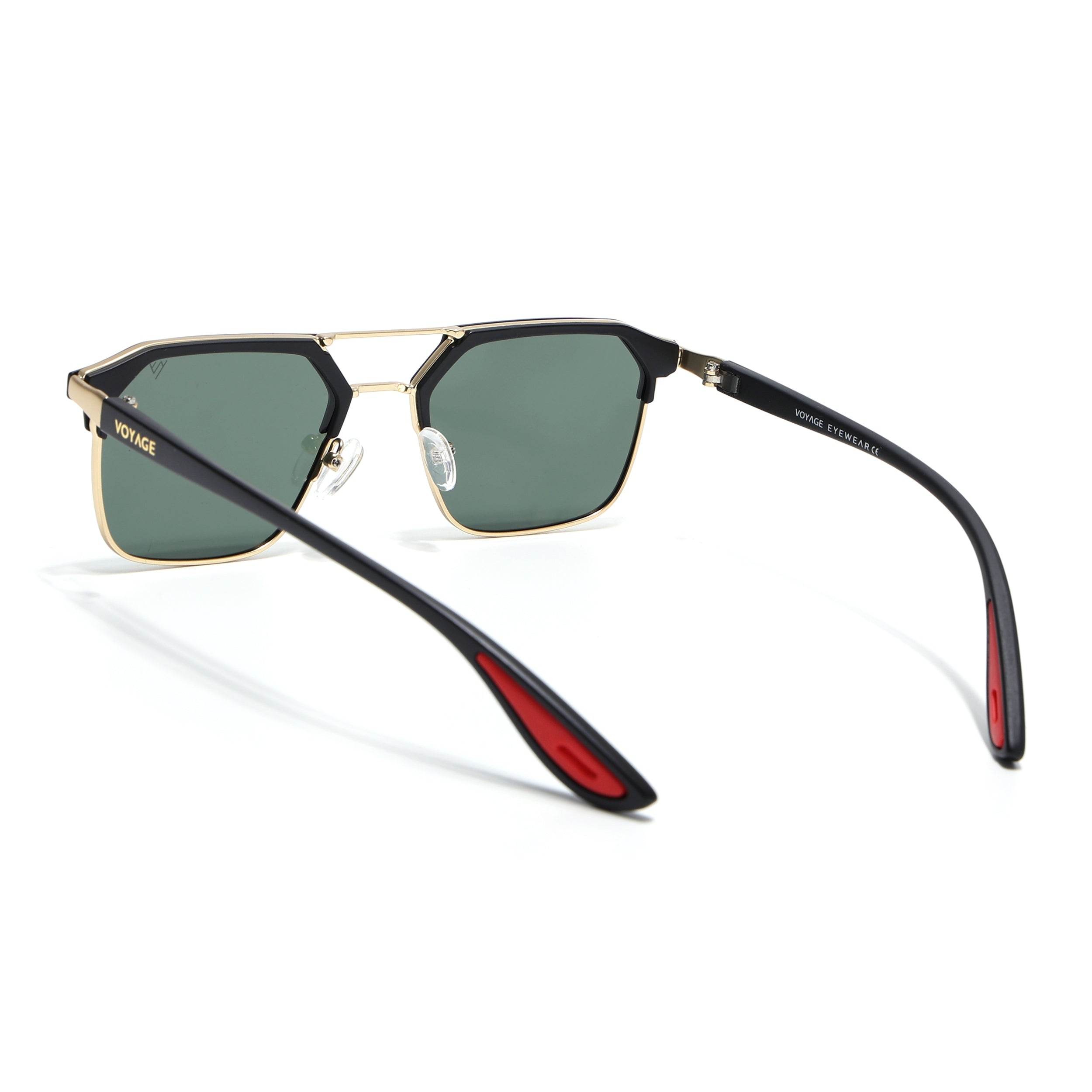 Commander | Golden Wayfarer Polarized Sunglasses | Olive Lens - PMG6683