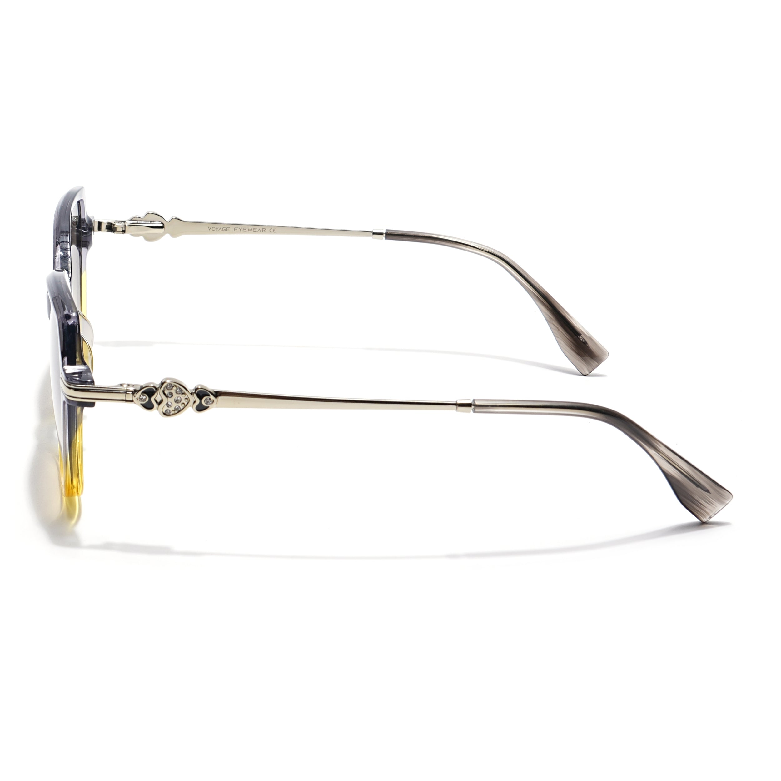 Voyage Select Square Sunglasses (Grey & Clear Lens | Grey & Yellow Frame - SLMG6111)