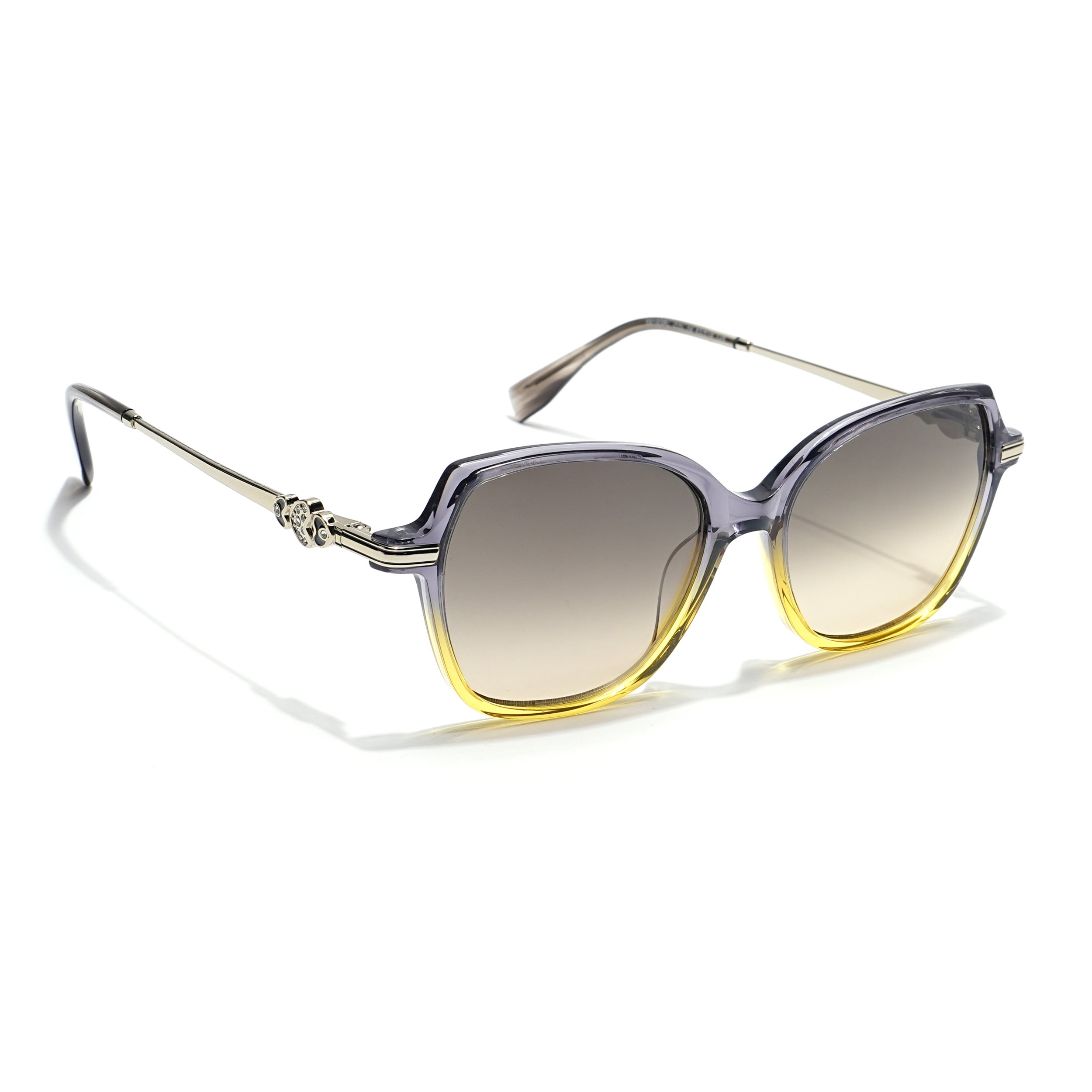 Voyage Select Square Sunglasses (Grey & Clear Lens | Grey & Yellow Frame - SLMG6111)