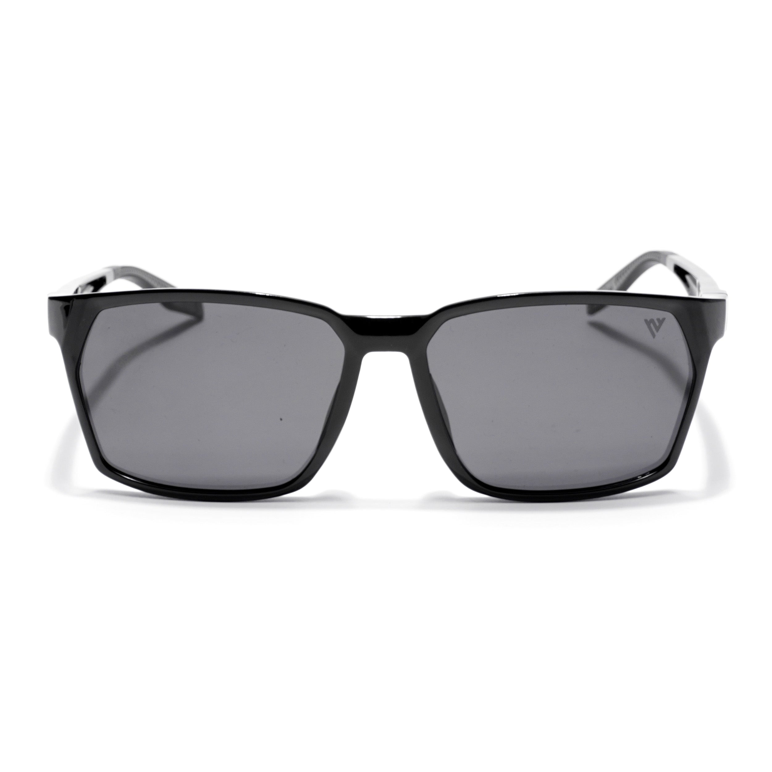 Wayfarer Polarized Sunglasses (Black Lens | Shine Black & Grey Frame - PMG5282)