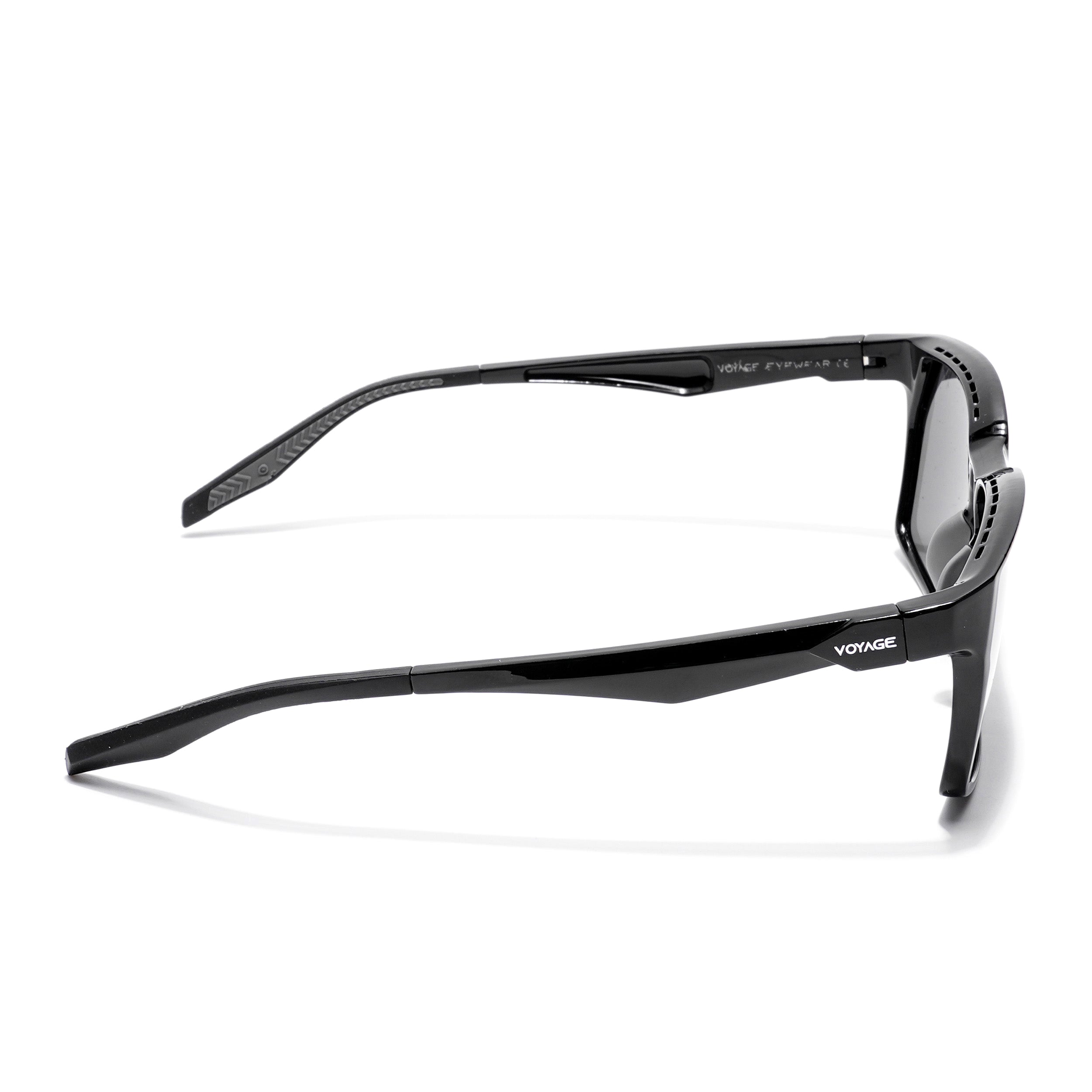 Wayfarer Polarized Sunglasses (Black Lens | Shine Black & Grey Frame - PMG5282)