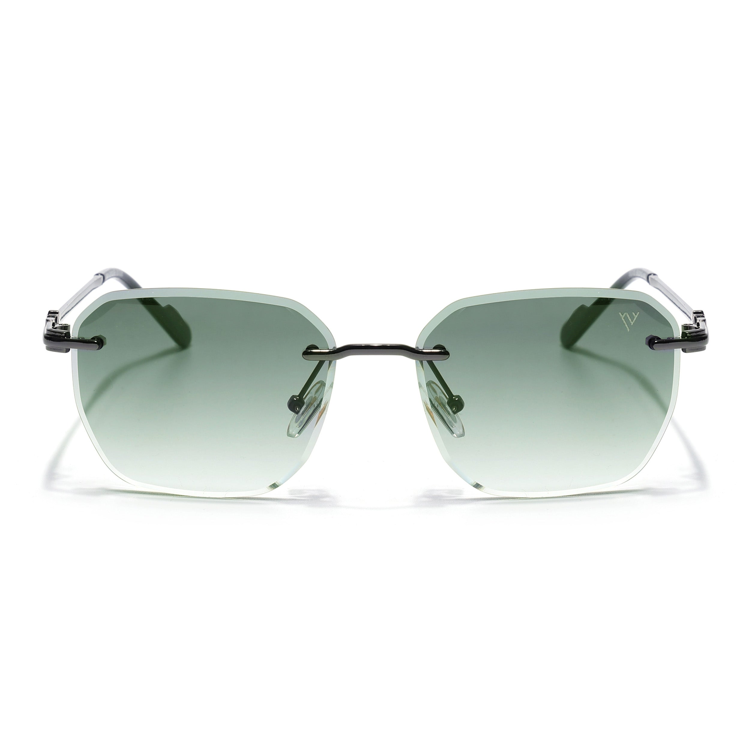 Tiger | Rimless Sunglasses (Green & Clear Lens | Silver Frame - MG6611)