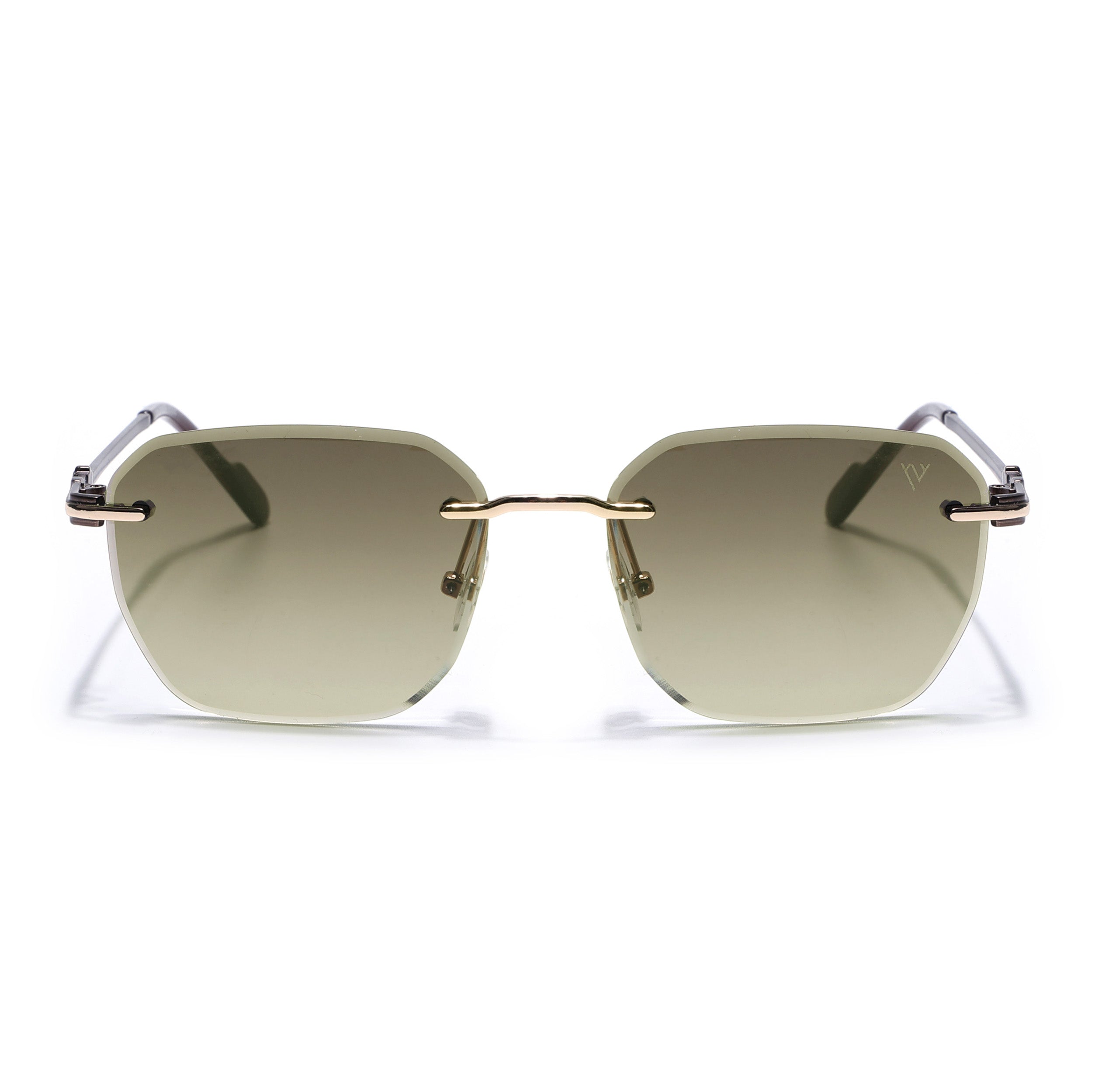 Tiger | Rimless Sunglasses (Olive & Clear Lens | Golden Frame - MG6613)