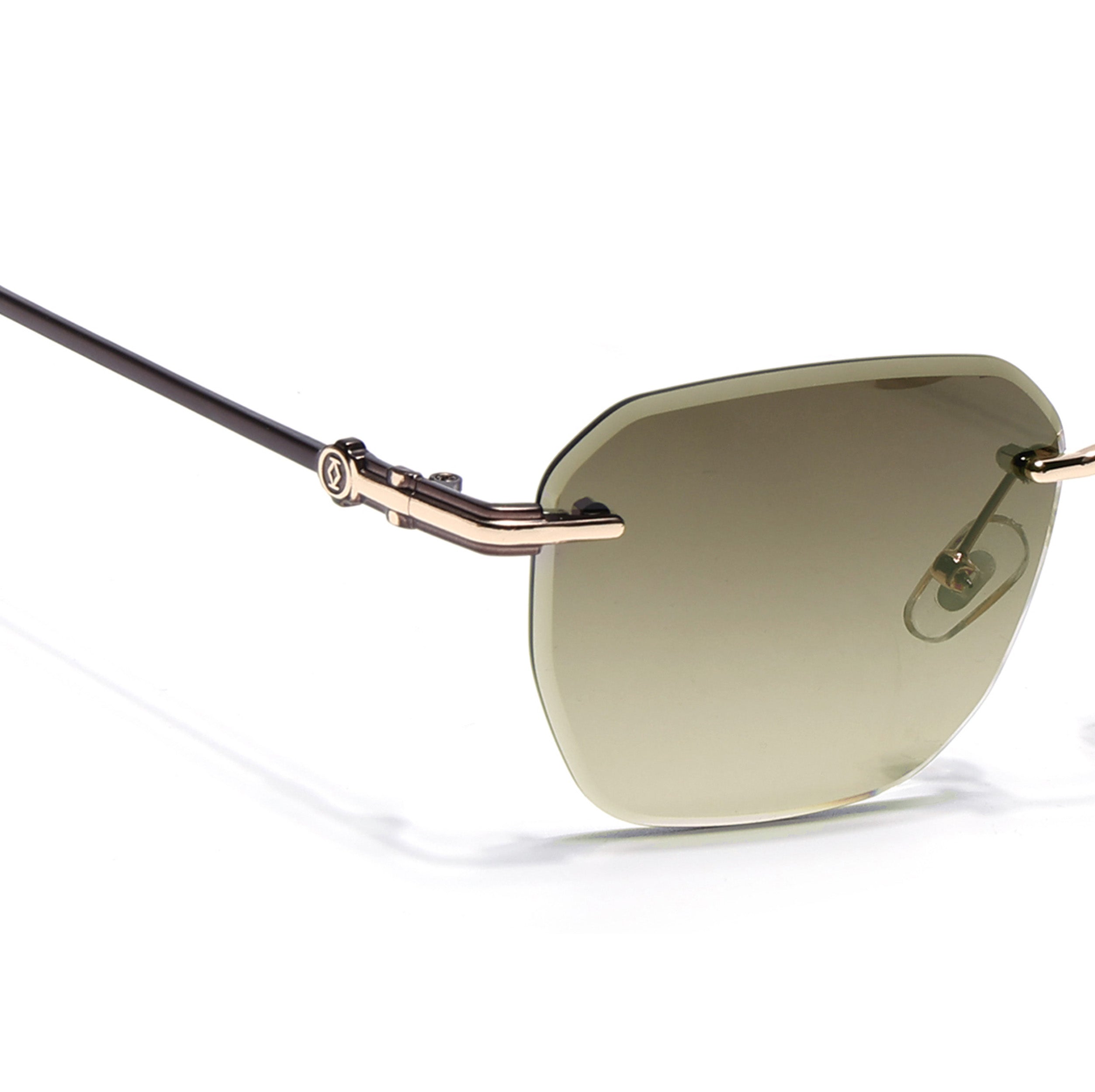 Tiger | Rimless Sunglasses (Olive & Clear Lens | Golden Frame - MG6613)