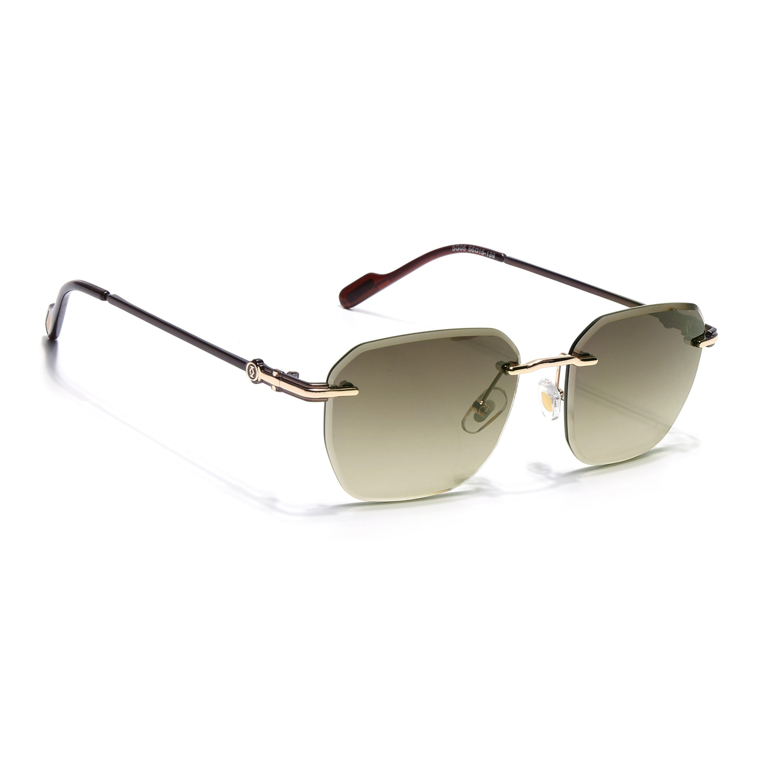 Tiger | Rimless Sunglasses (Olive & Clear Lens | Golden Frame - MG6613)