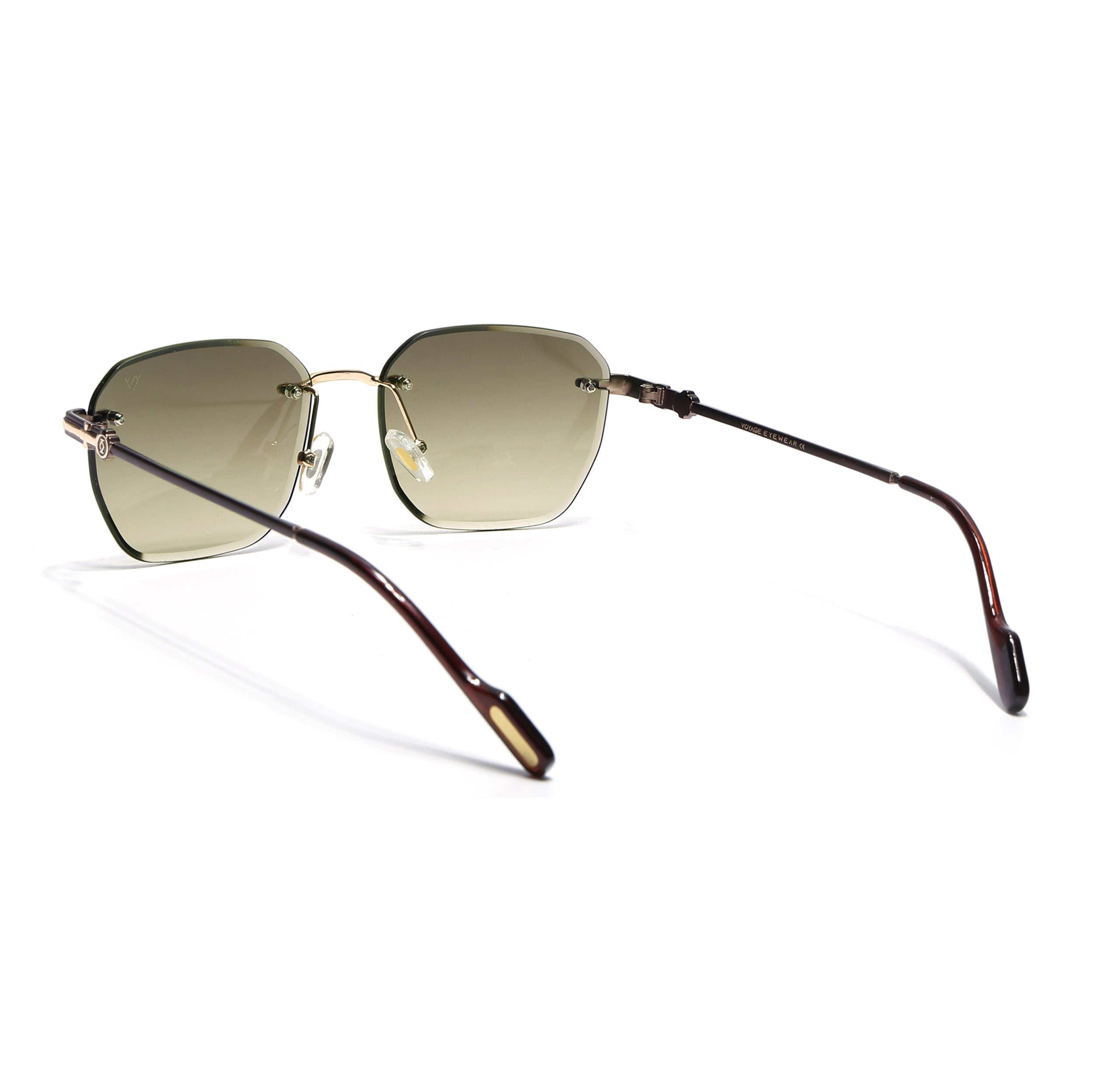 Tiger | Rimless Sunglasses (Olive & Clear Lens | Golden Frame - MG6613)