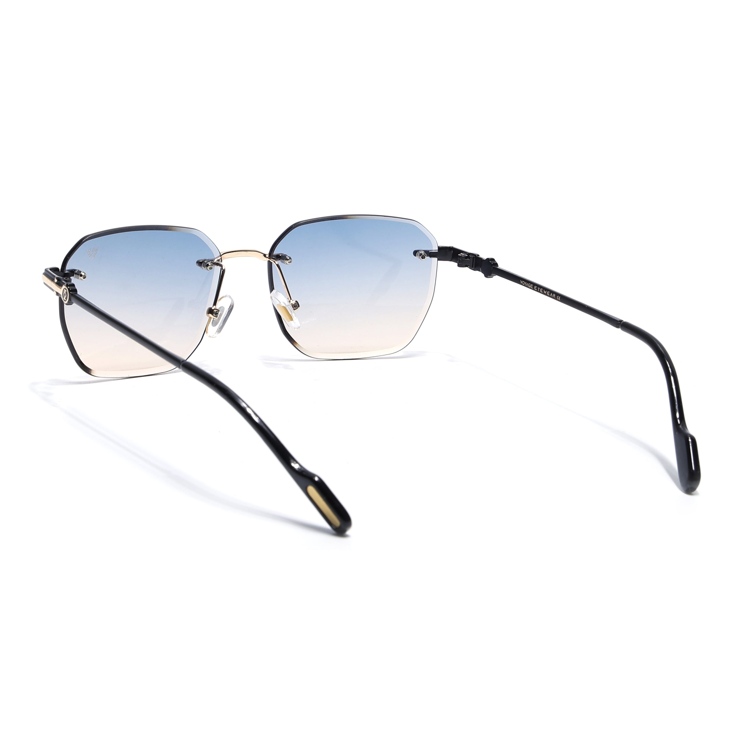 Tiger | Rimless Sunglasses (Grey & Light Brown Lens | Golden Frame - MG6614)