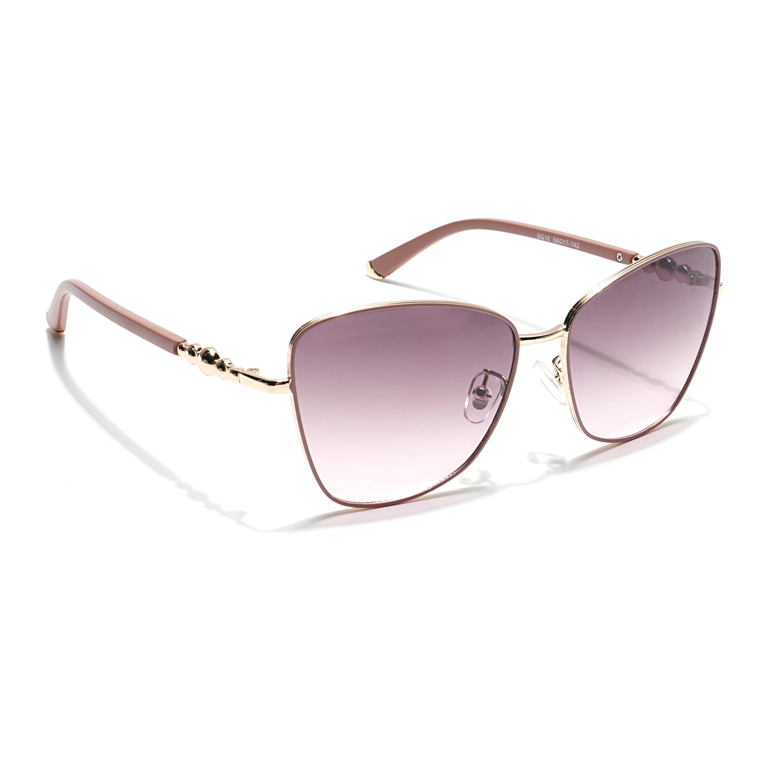 Cateye Sunglasses (Brown & Pink Lens | Golden & Nude Frame - MG5997)