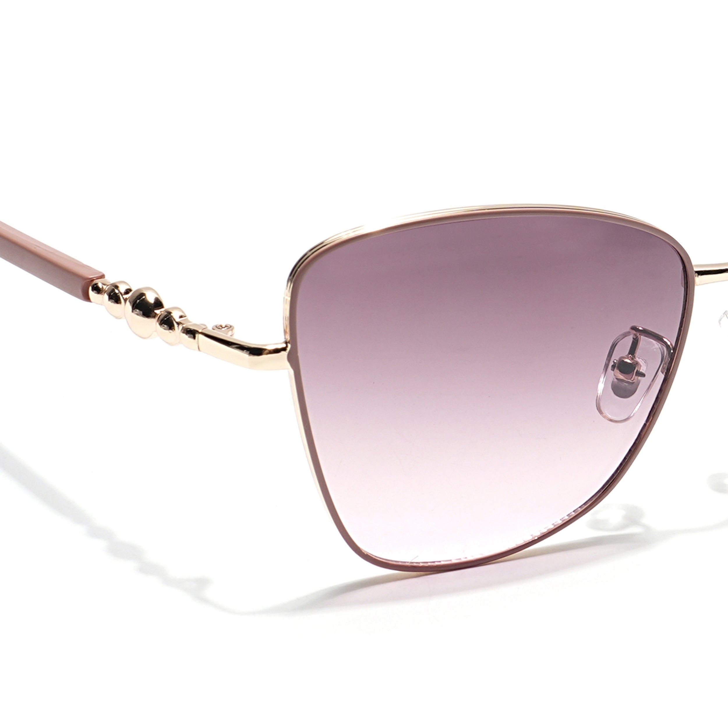 Cateye Sunglasses (Brown & Pink Lens | Golden & Nude Frame - MG5997)