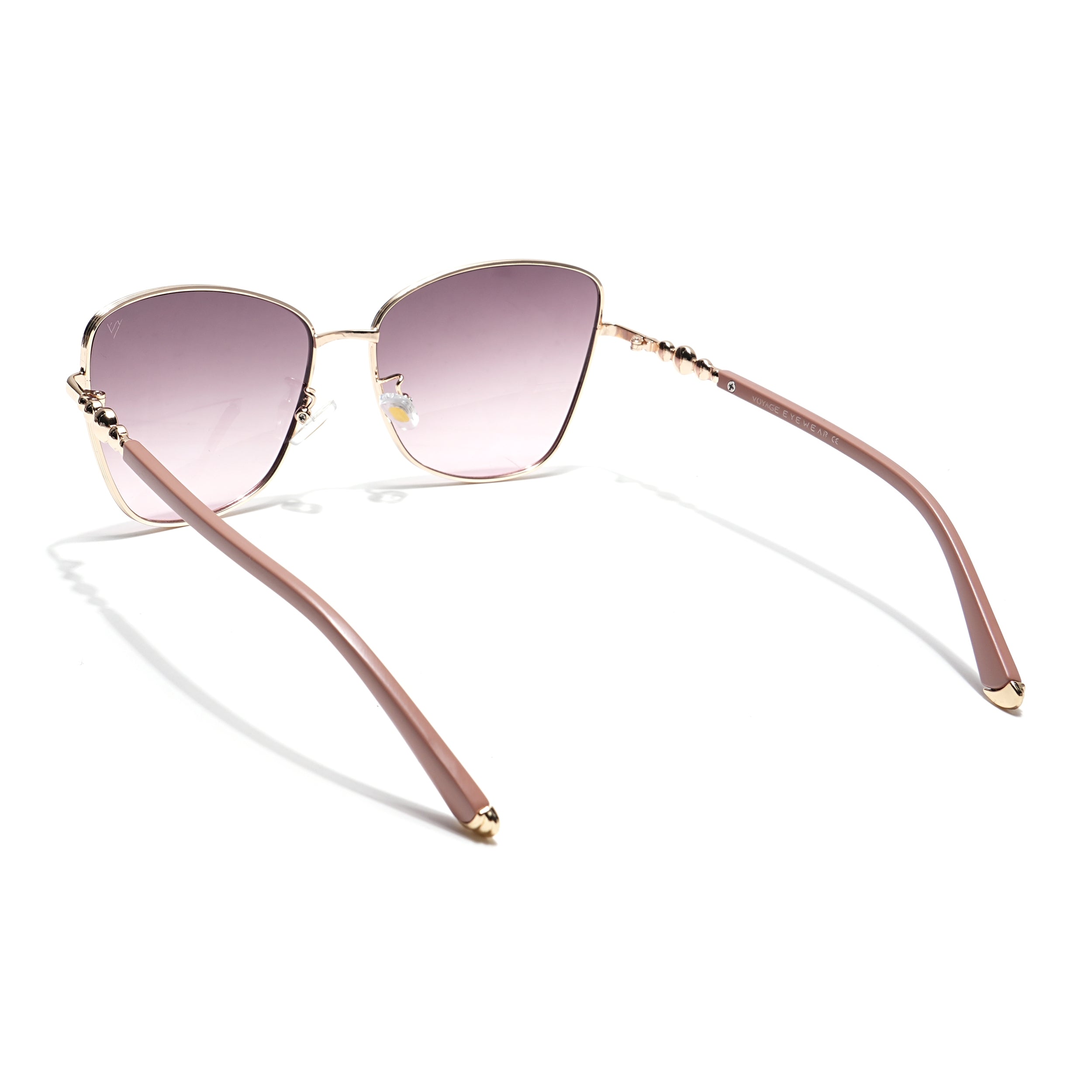 Cateye Sunglasses (Brown & Pink Lens | Golden & Nude Frame - MG5997)