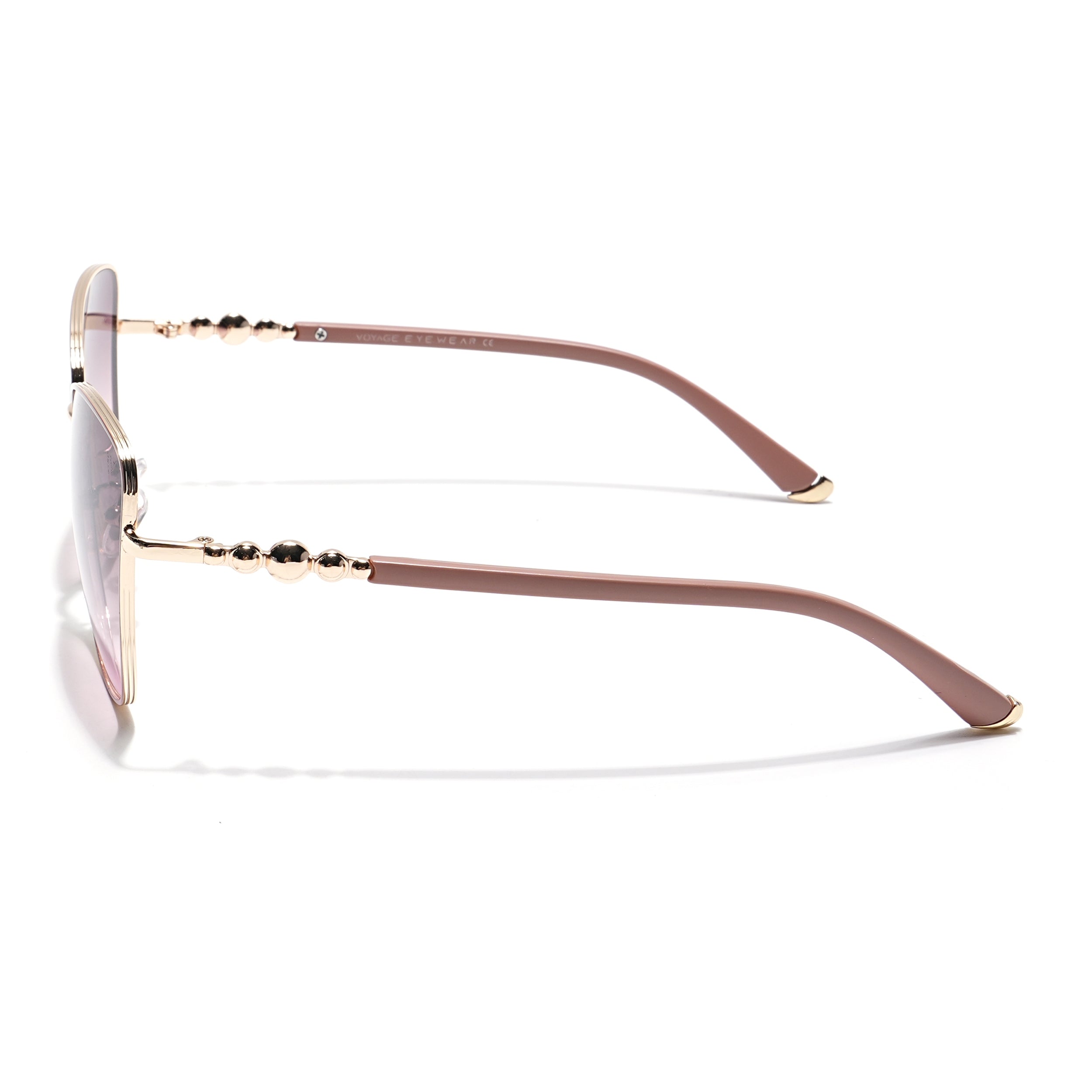 Cateye Sunglasses (Brown & Pink Lens | Golden & Nude Frame - MG5997)