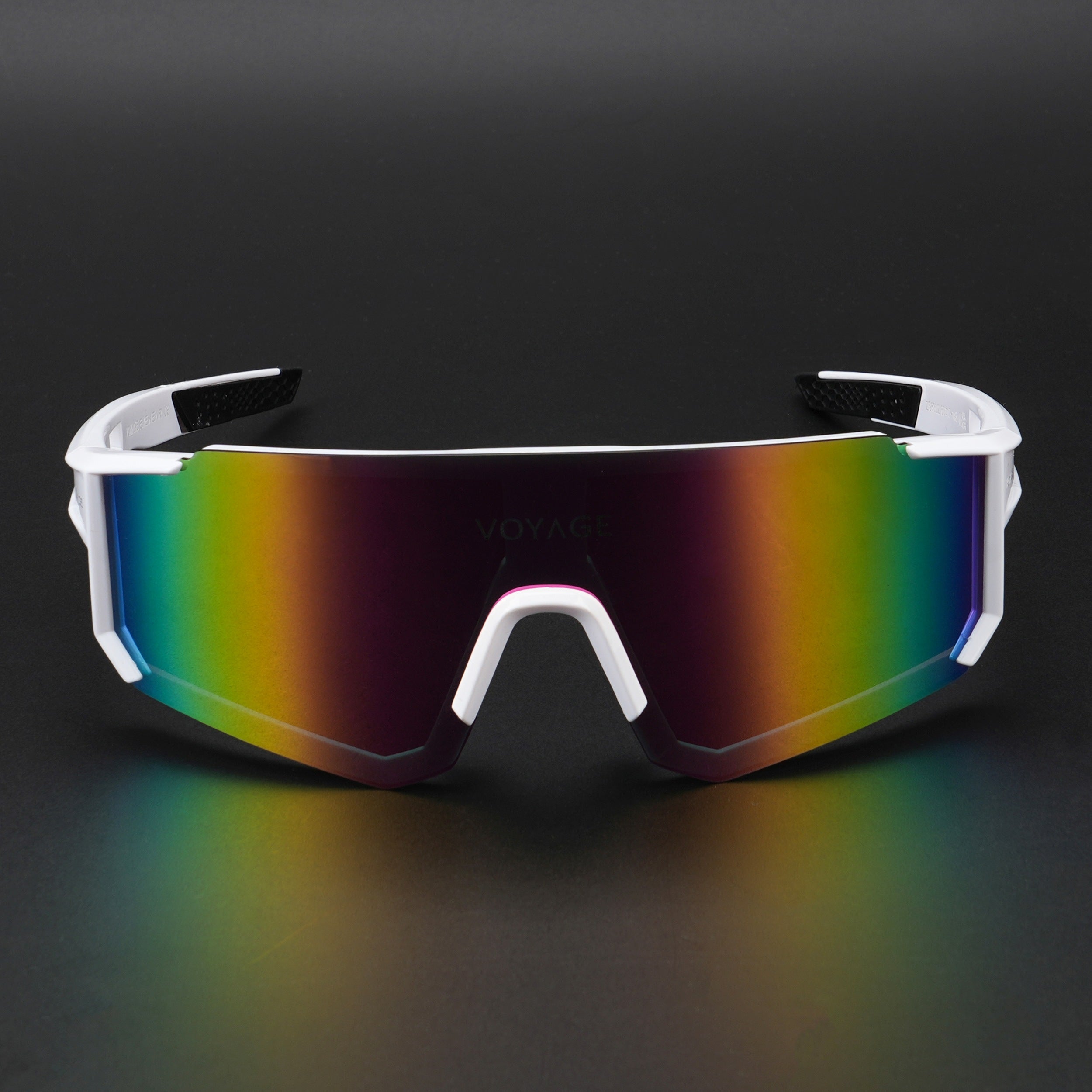 Voyage Drift Polarized Sunglasses for Men & Women (Multicolor Lens | White Frame - PMG5599)