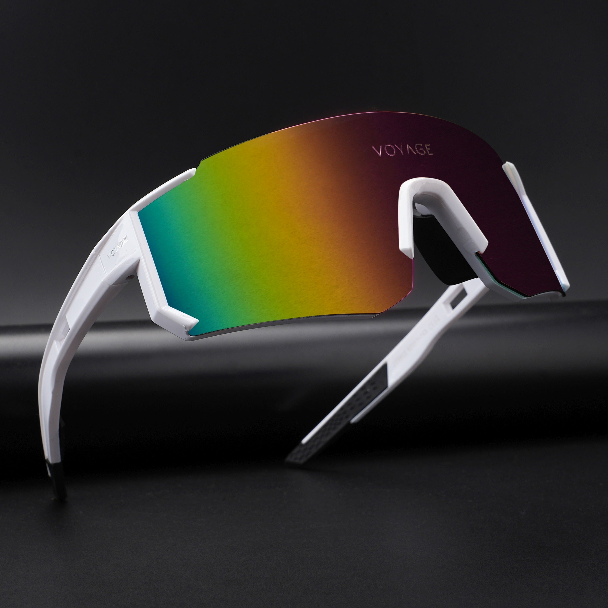 Voyage Drift Polarized Sunglasses for Men & Women (Multicolor Lens | White Frame - PMG5599)