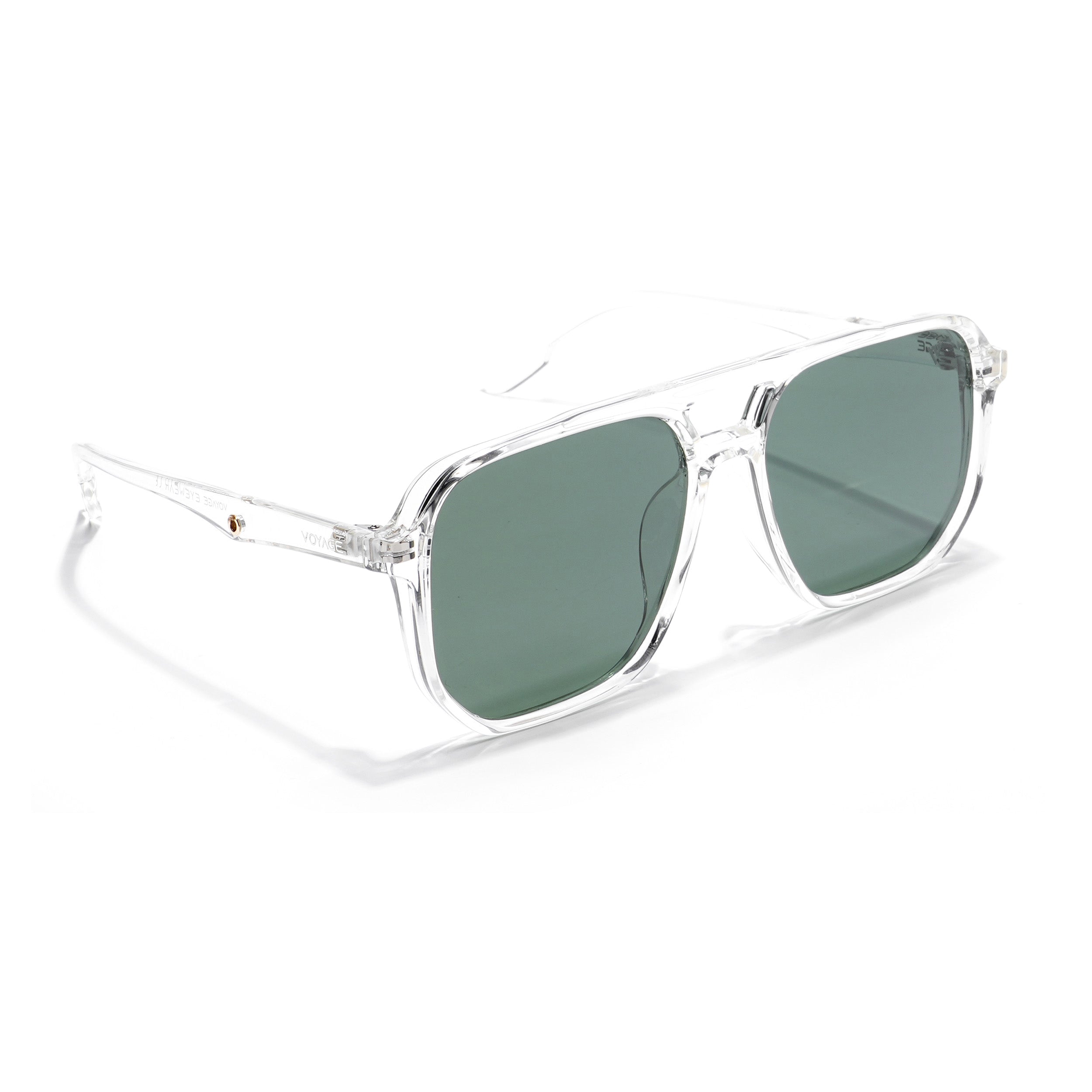 Wayfarer Polarized Sunglasses (Green Lens | Transparent Frame - PMG4998)