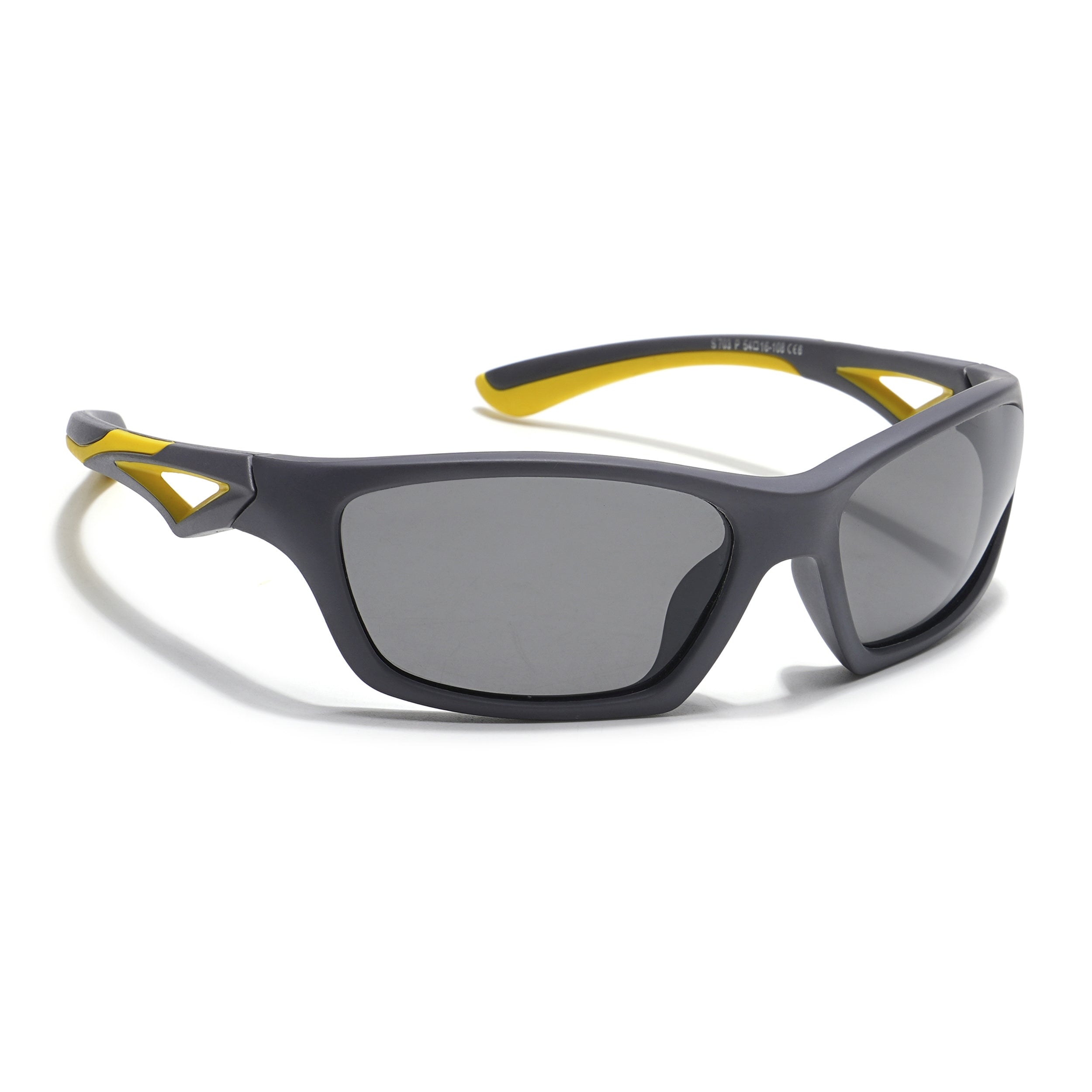 Wrap Around Polarized Sunglasses for Kids -6 yrs To 12 yrs (Black Lens | Grey Frame - PMG5892)