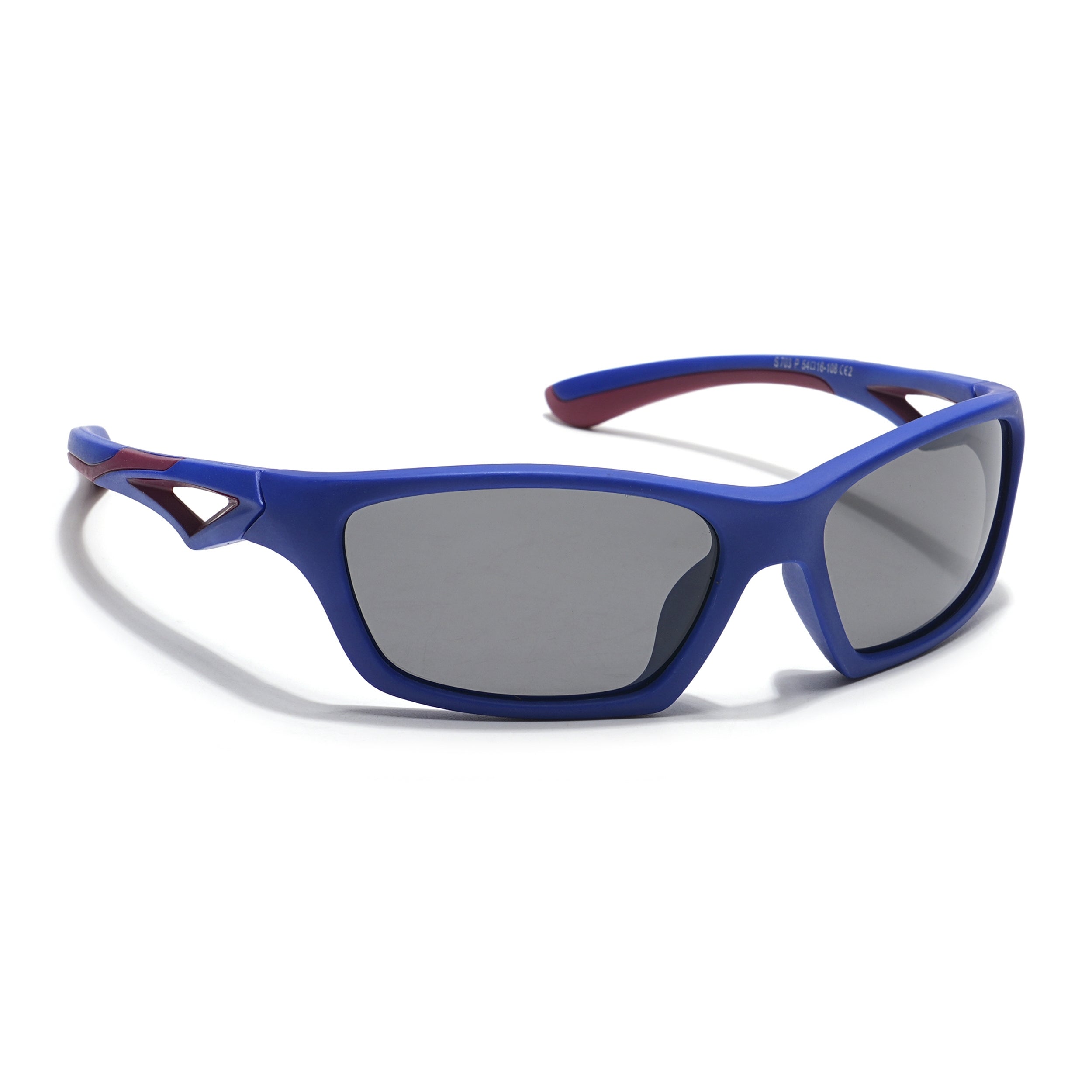 Wrap Around Polarized Sunglasses for Kids -6 yrs To 12 yrs (Black Lens | Blue Frame - PMG5893)