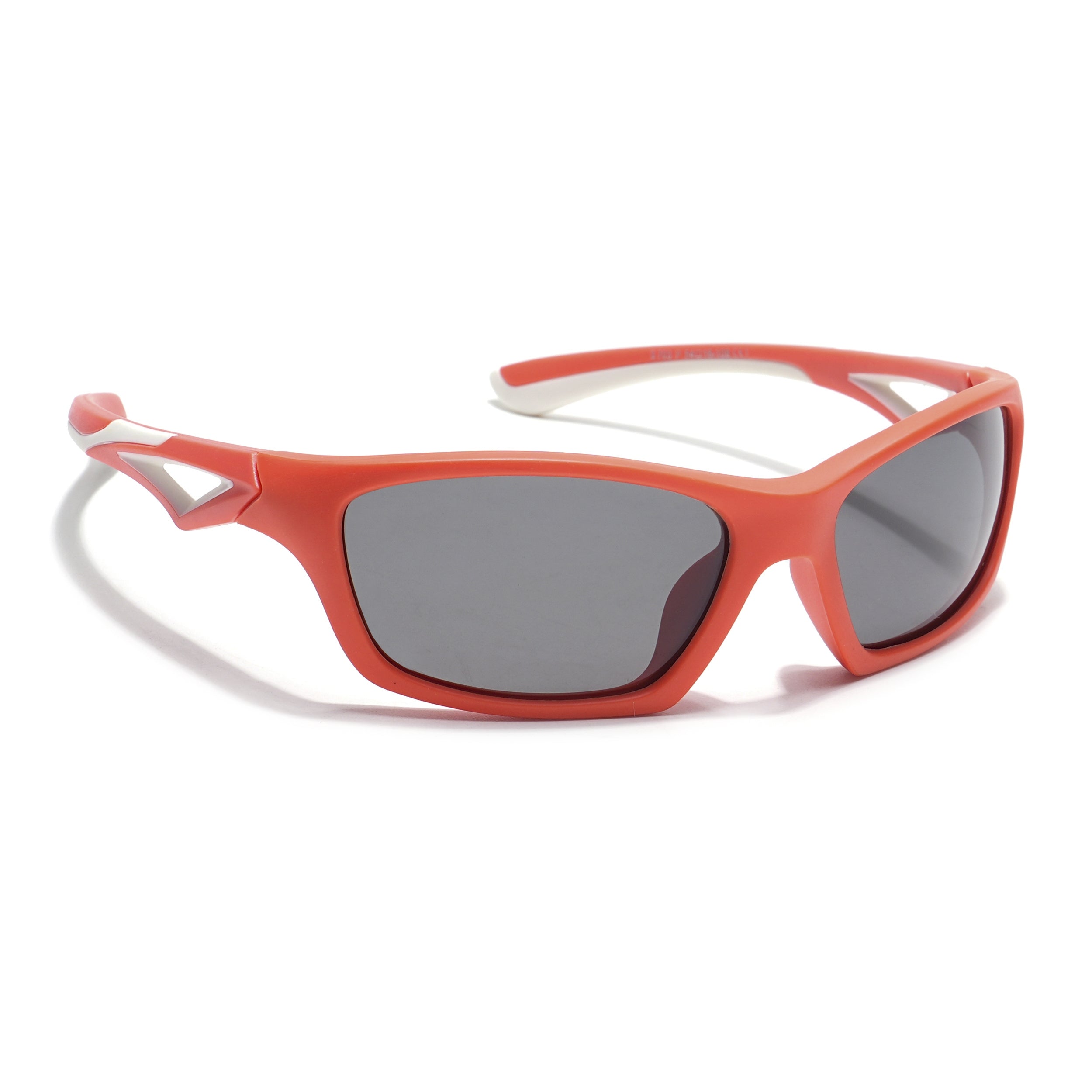 Wrap Around Polarized Sunglasses for Kids -6 yrs To 12 yrs (Black Lens | Orange Frame - PMG5895)