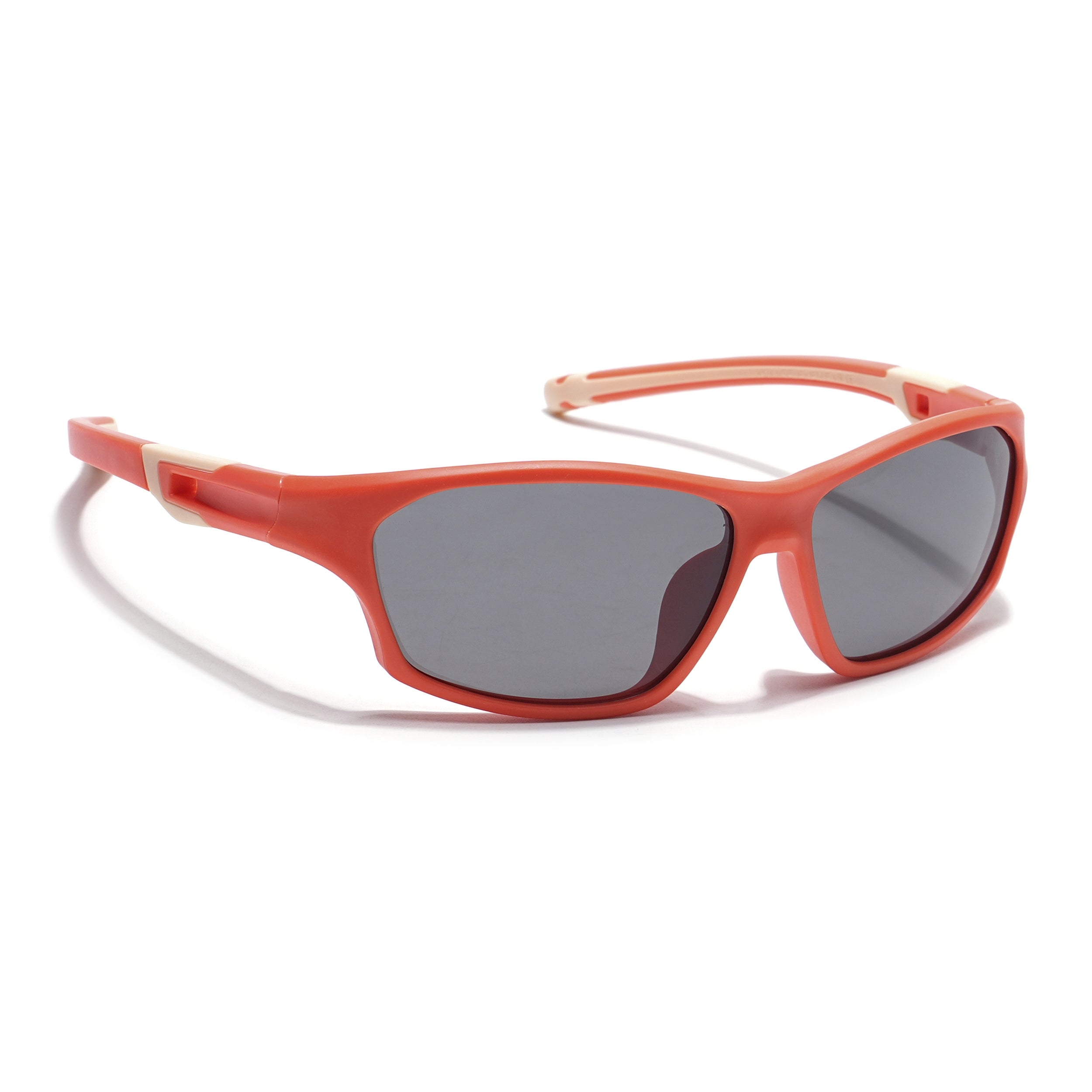 Wrap Around Polarized Sunglasses for Kids -6 yrs To 12 yrs (Black Lens | Orange Frame - PMG5901)