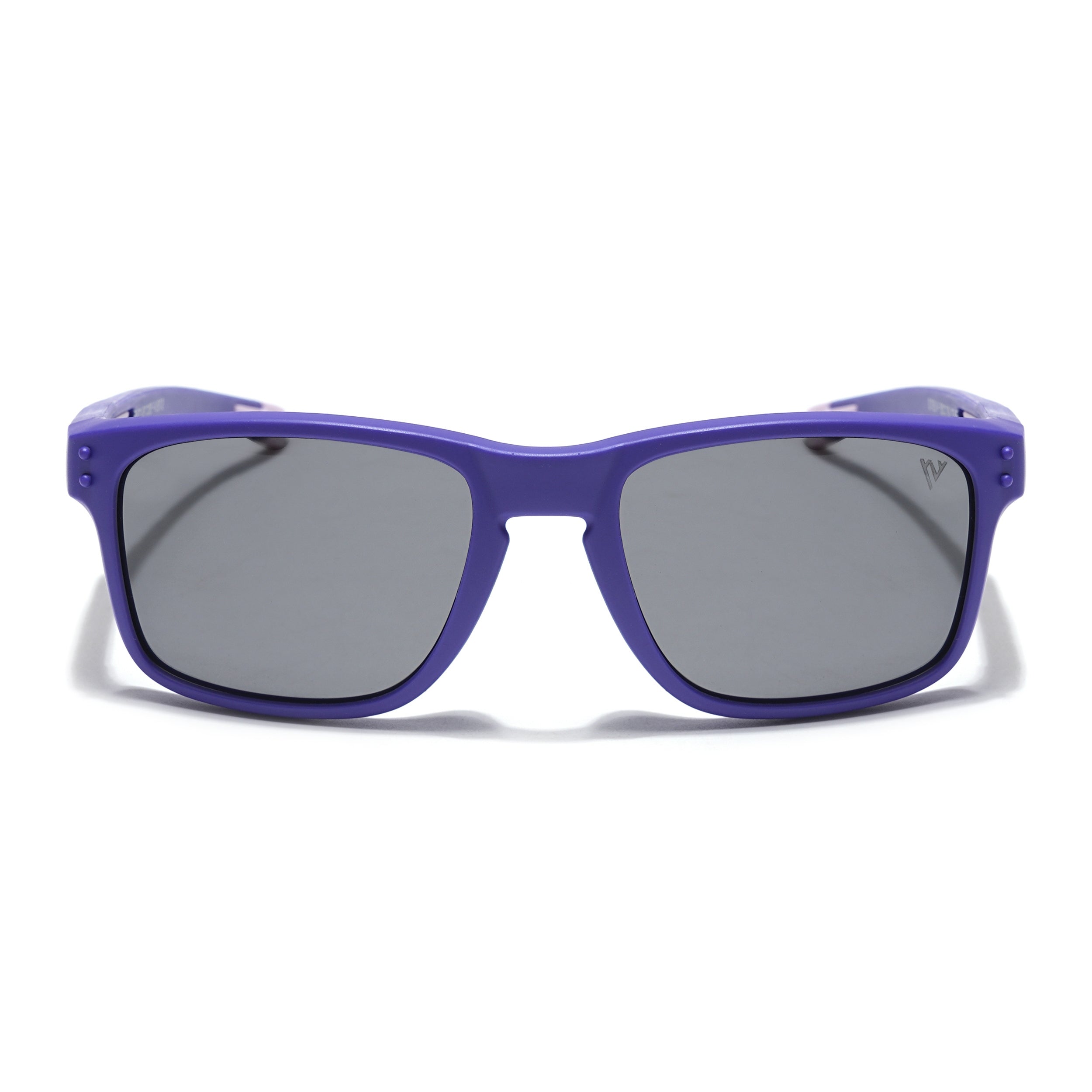 Rectangle Polarized Sunglasses for Kids -6 yrs To 12 yrs (Black Lens | Purple Frame - PMG5923)