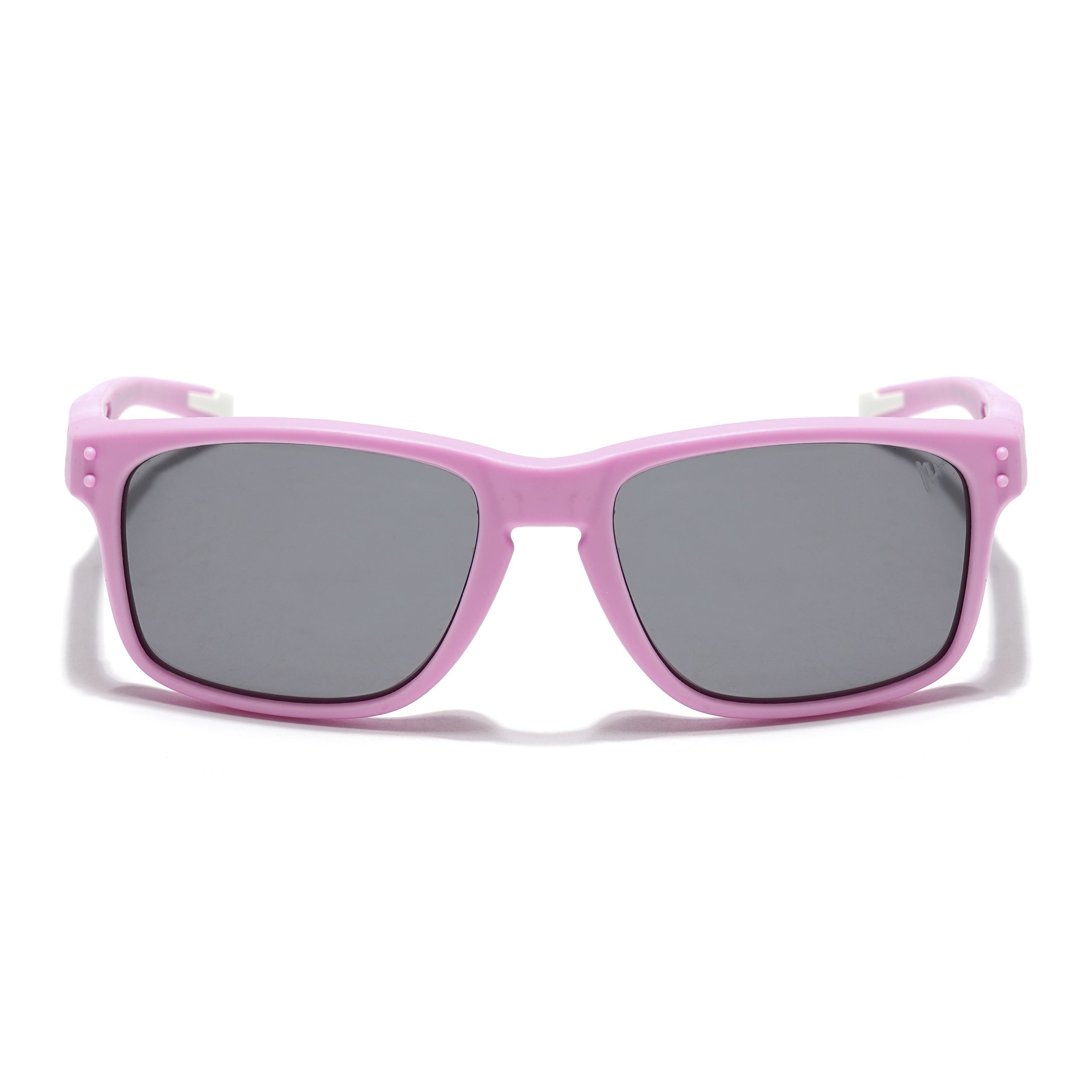 Rectangle Polarized Sunglasses for Kids -6 yrs To 12 yrs (Black Lens | Pink Frame - PMG5924)