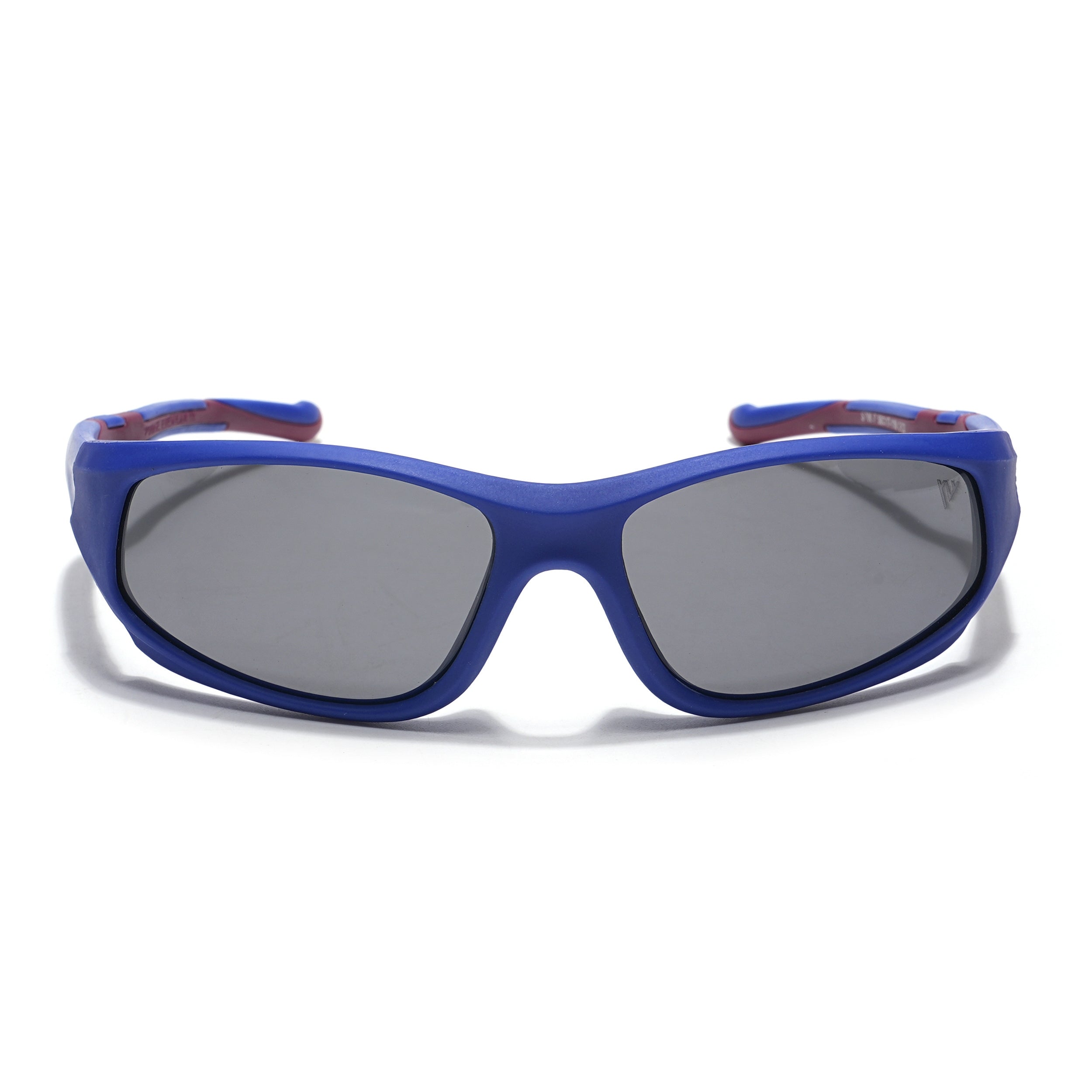 Wrap Around Polarized Sunglasses for Kids -6 yrs To 12 yrs (Black Lens | Blue Frame - PMG5905)