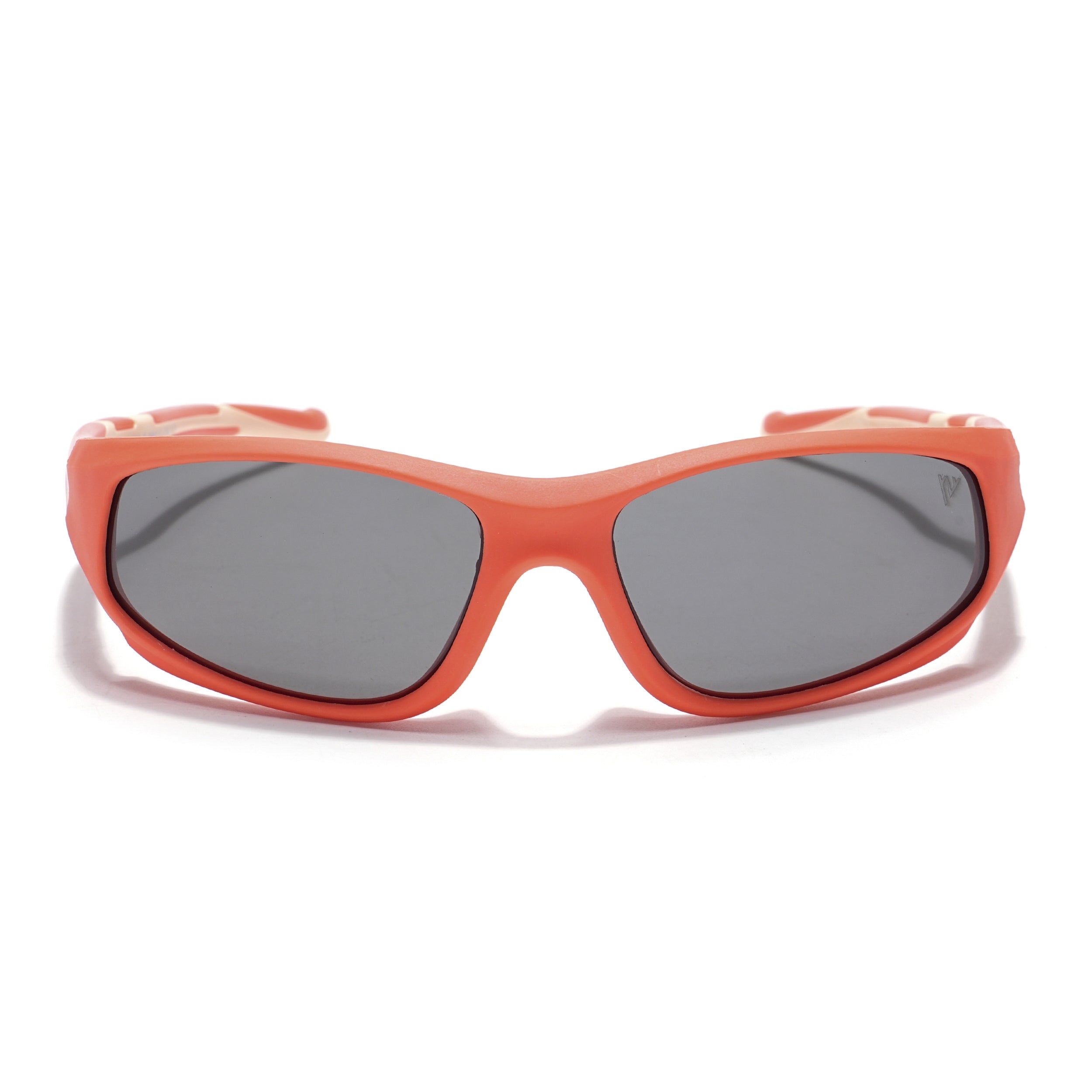 Wrap Around Polarized Sunglasses for Kids -6 yrs To 12 yrs (Black Lens | Orange Frame - PMG5907)