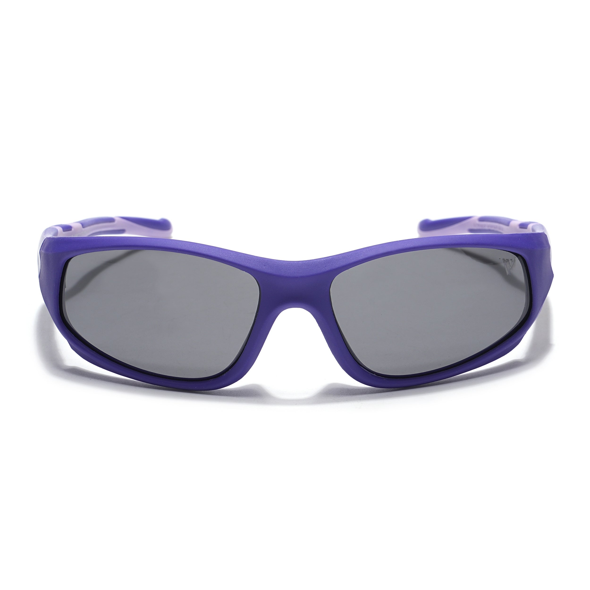 Wrap Around Polarized Sunglasses for Kids -6 yrs To 12 yrs (Black Lens | Purple Frame - PMG5908)