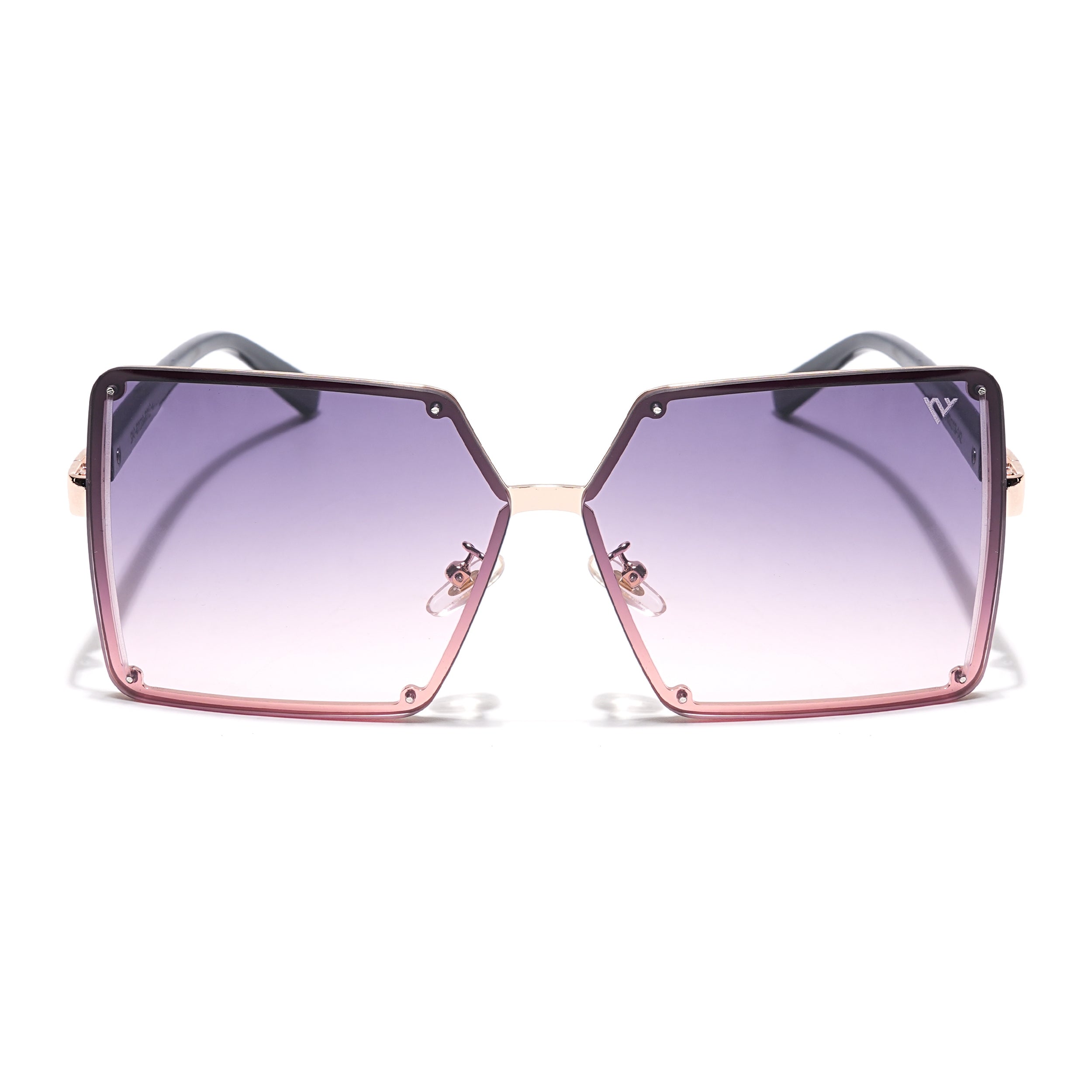 Over Size Sunglasses (Grey & Pink Lens | Golden Frame - MG4180)