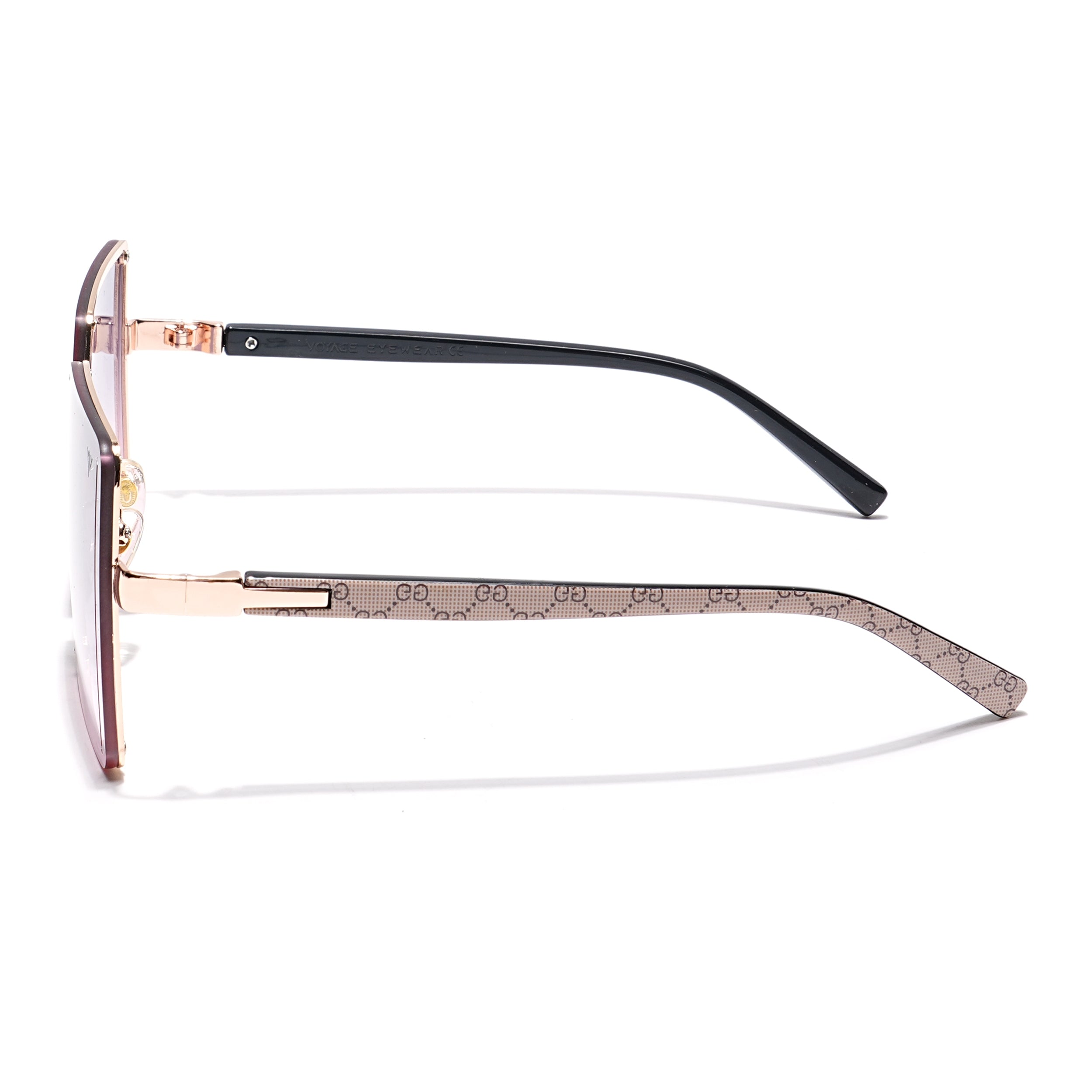 Over Size Sunglasses (Grey & Pink Lens | Golden Frame - MG4180)