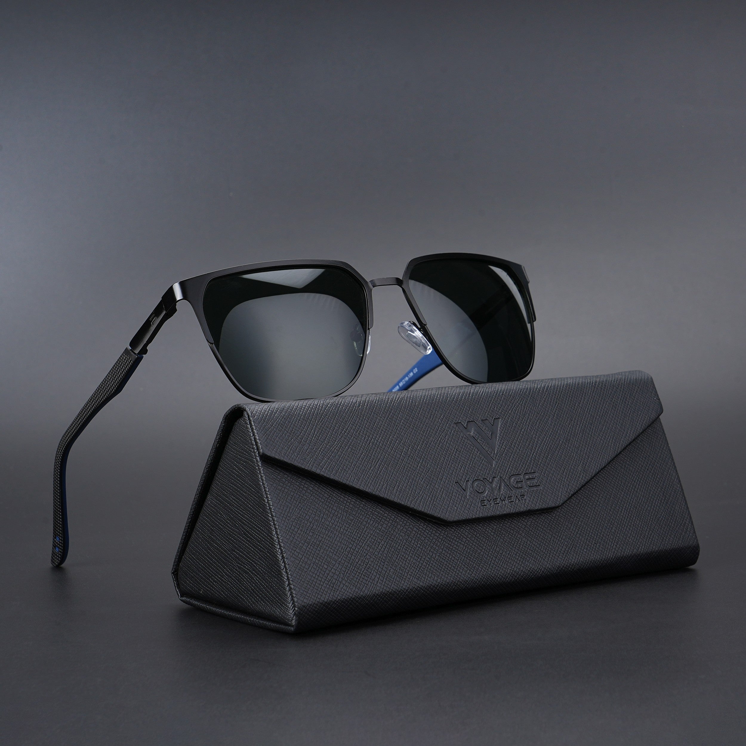 Voyage Square Polarized Sunglasses for Men & Women (Green Lens | Black Frame - PMG5609)