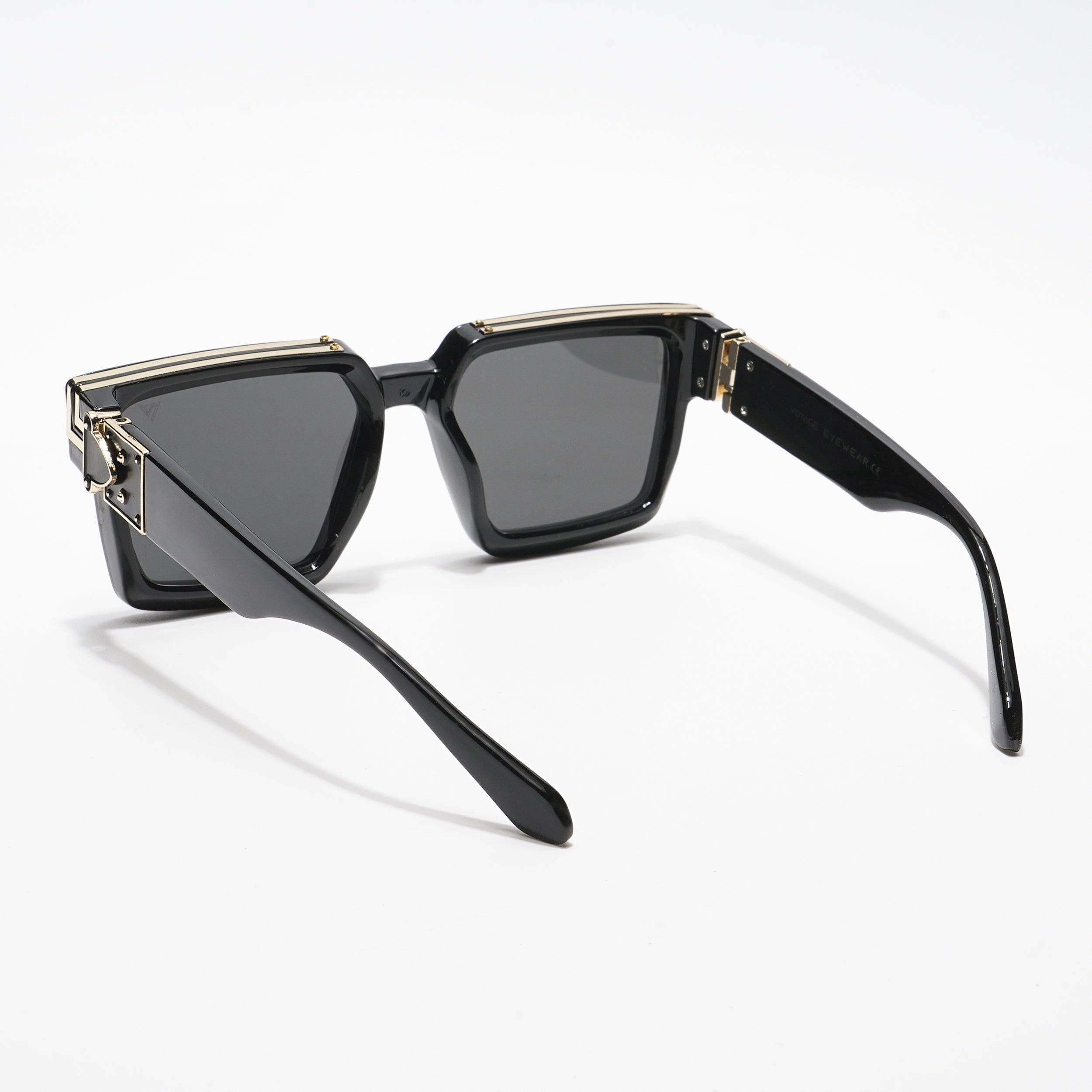 Storm | Wayfarer Sunglasses (Black Lens | Black & Golden Frame - MG5174)