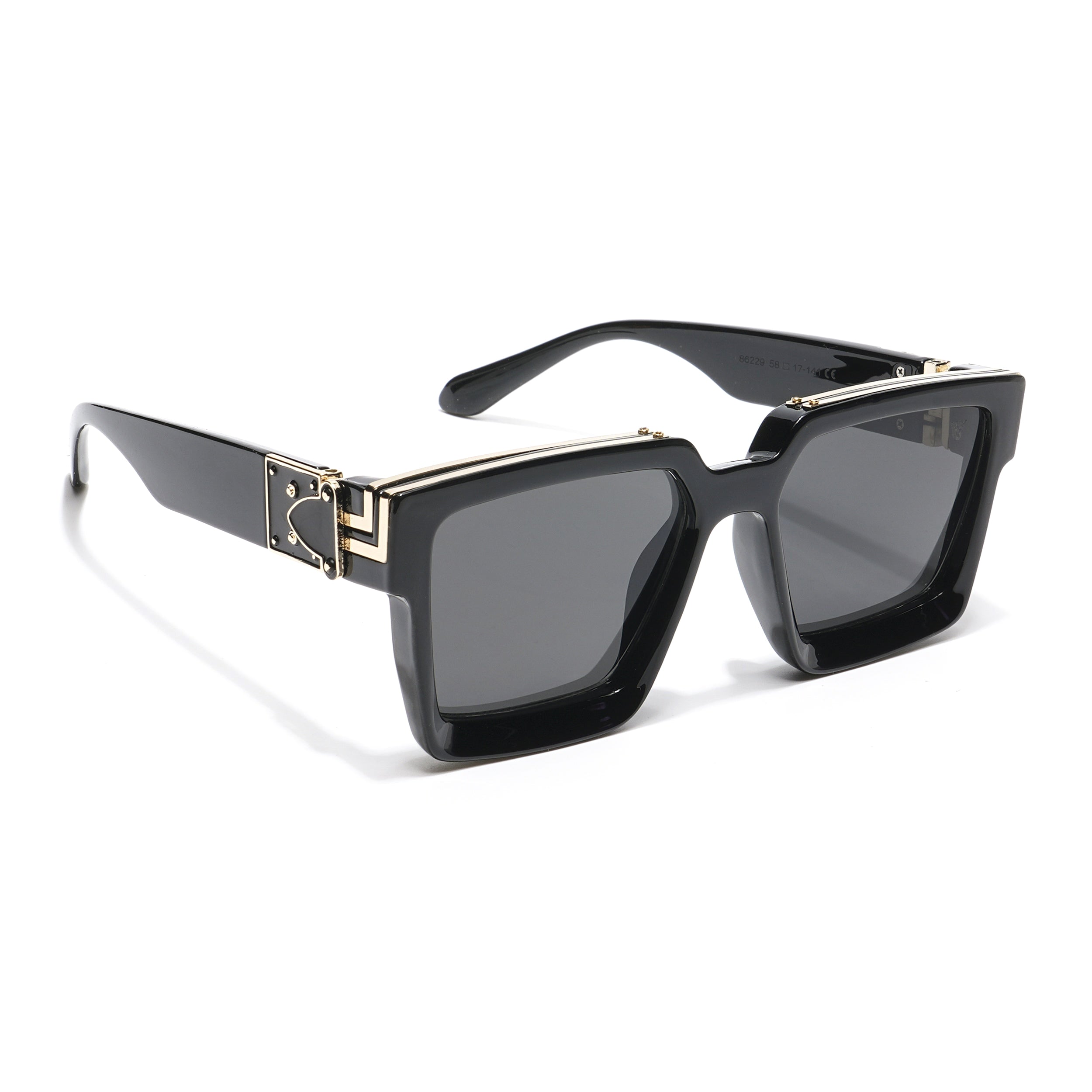 Storm | Wayfarer Sunglasses (Black Lens | Black & Golden Frame - MG5174)