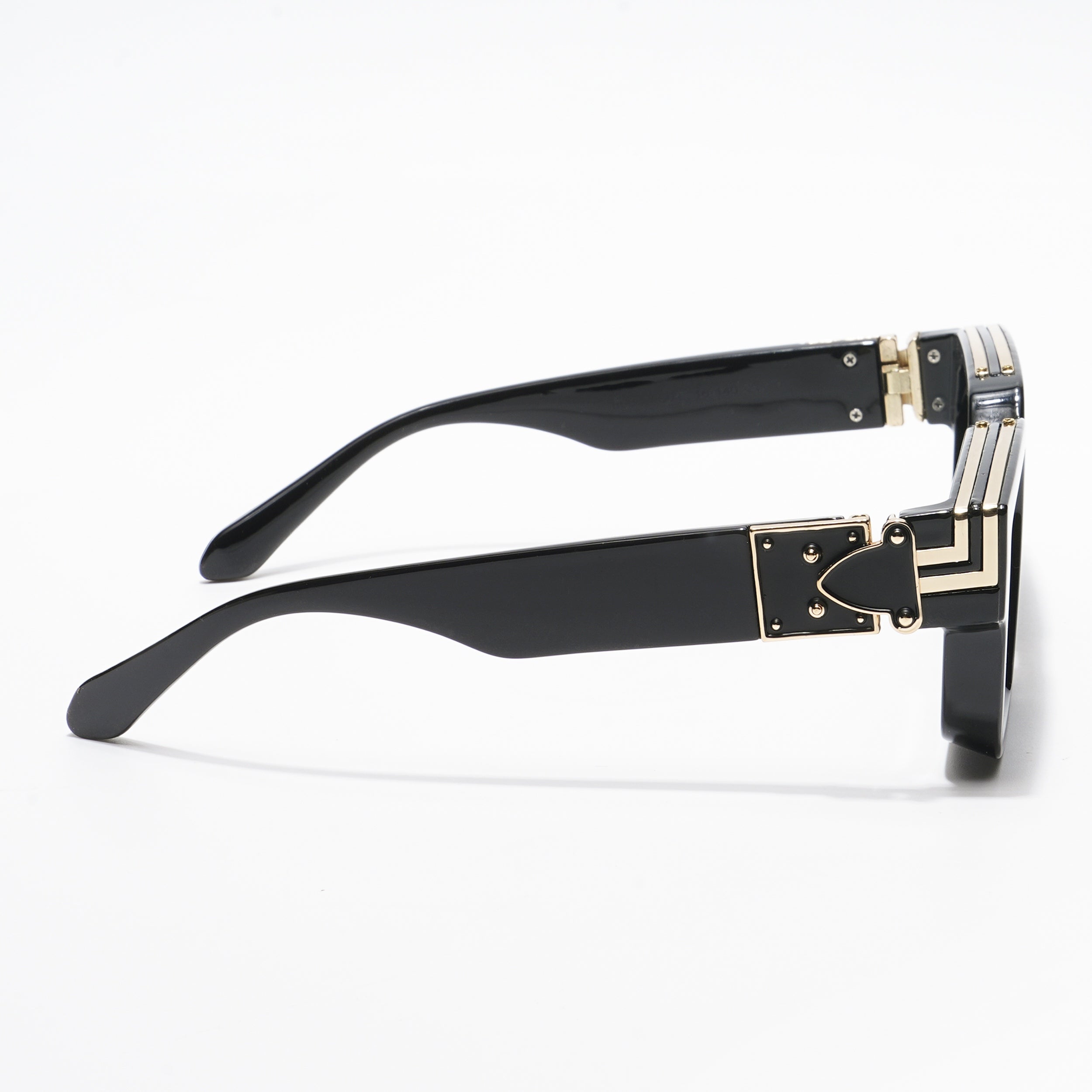 Gale | Wayfarer Sunglasses (Black Lens | Black & Golden Frame - MG5175)