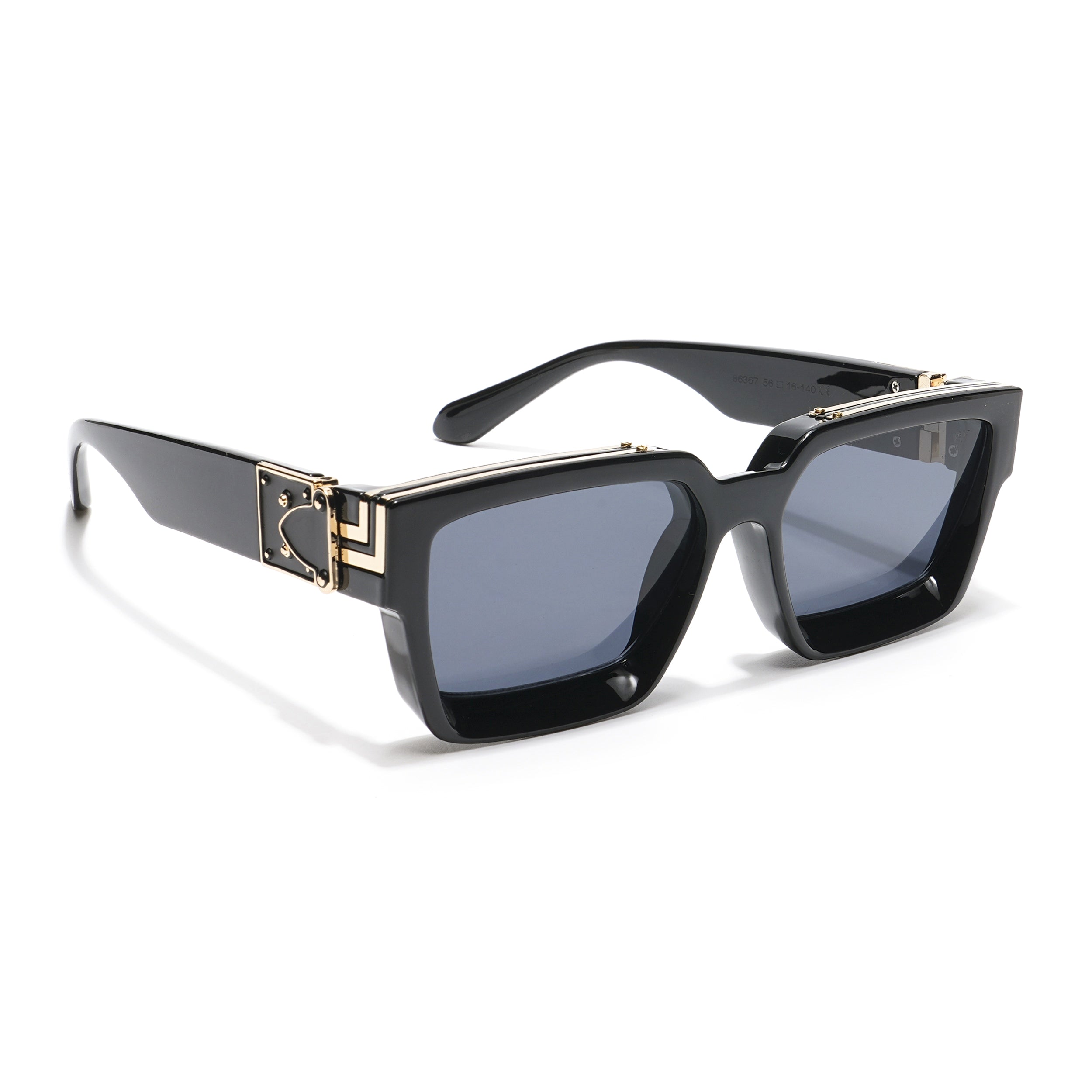 Gale | Wayfarer Sunglasses (Black Lens | Black & Golden Frame - MG5175)