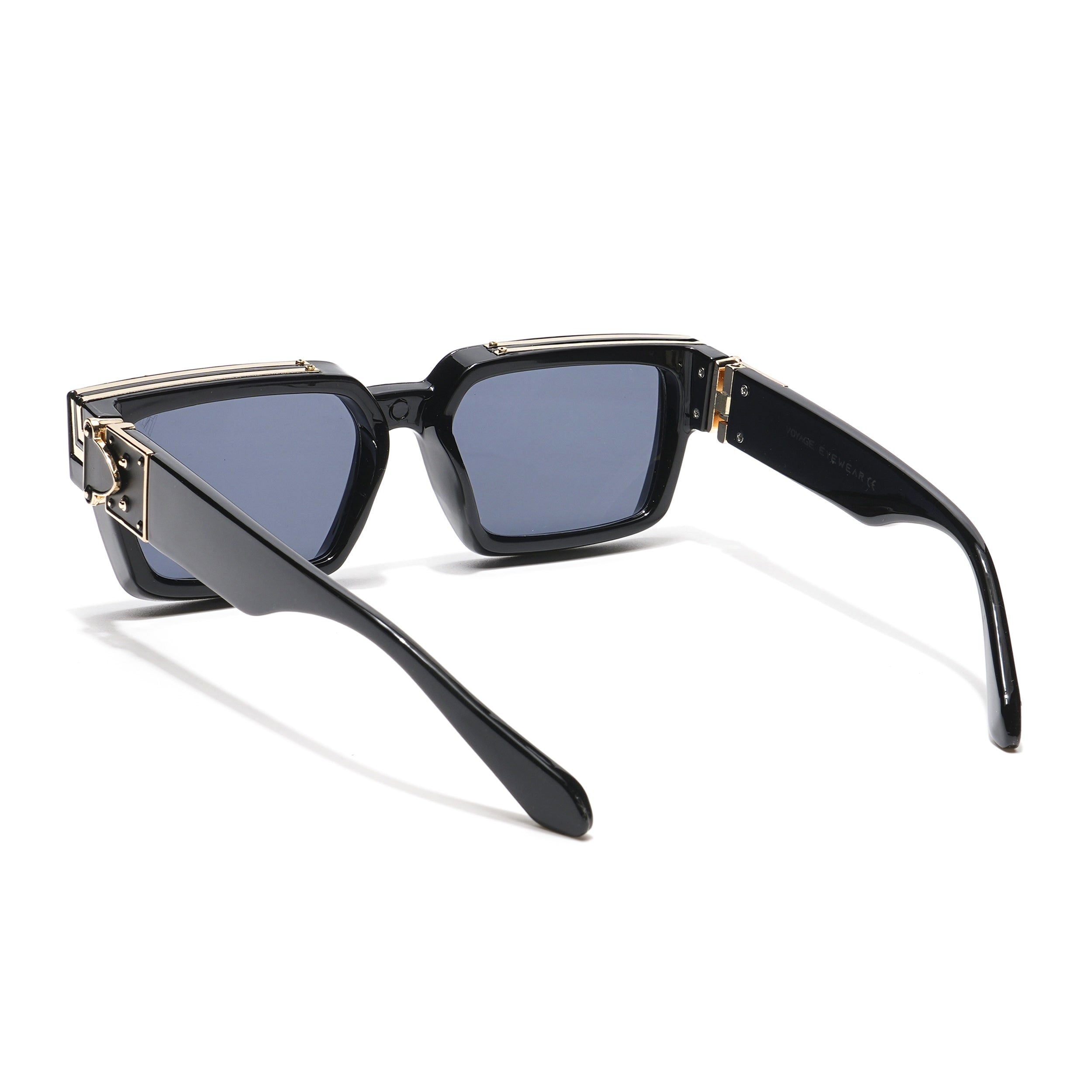 Gale | Wayfarer Sunglasses (Black Lens | Black & Golden Frame - MG5175)