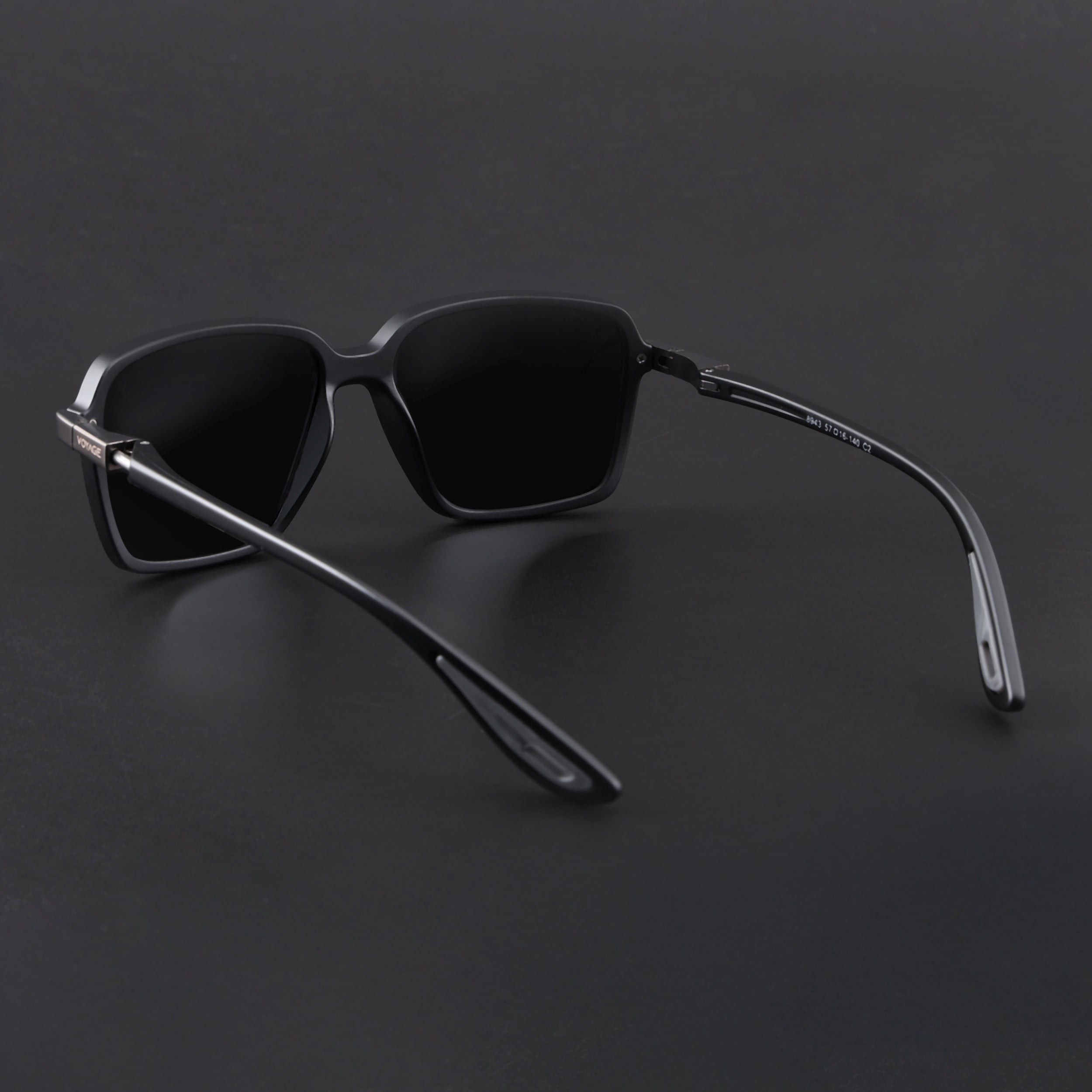 Hydra | Matt Black Polarized Rectangle Sunglasses | PMG6654