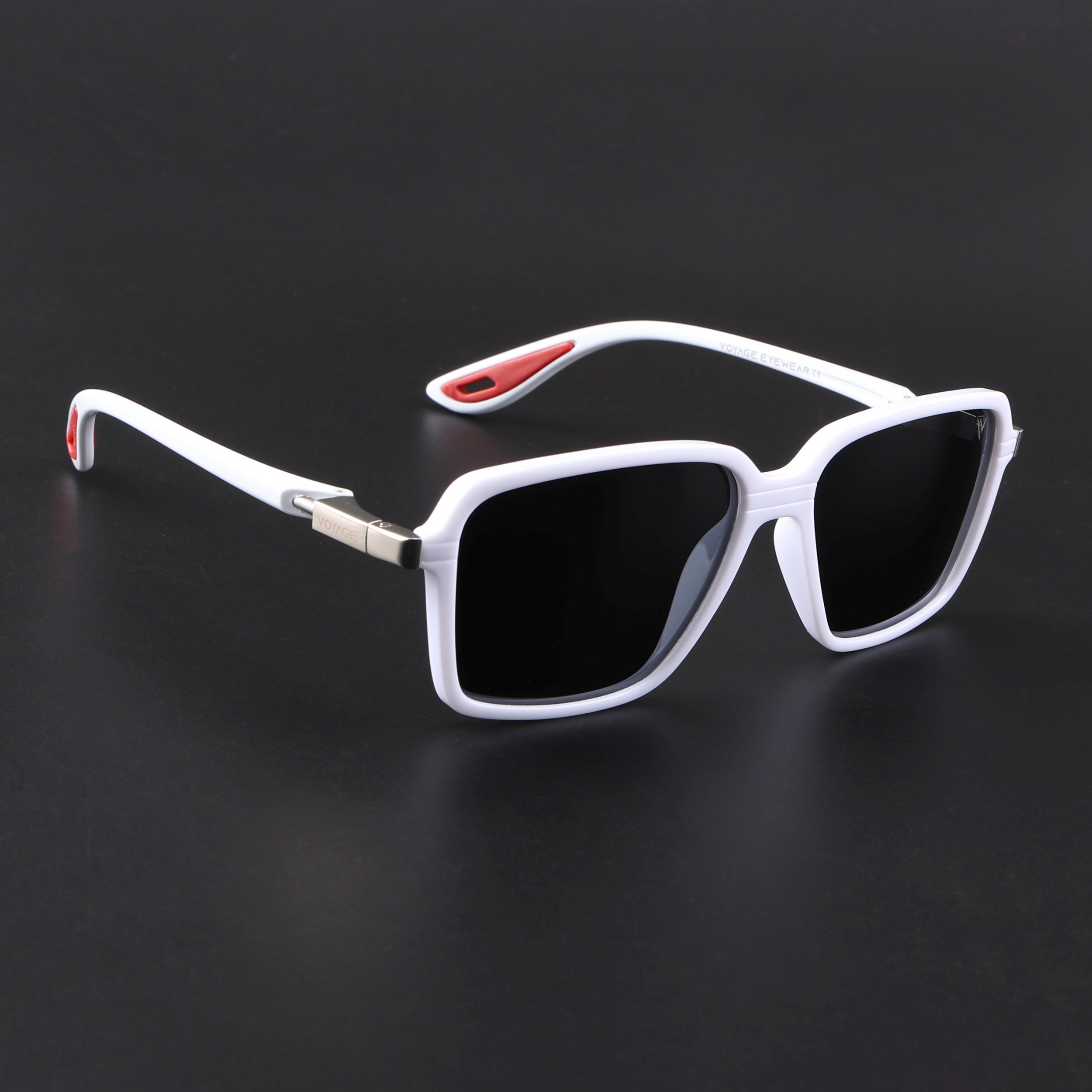 Hydra | White Polarized Rectangle Sunglasses | PMG6656