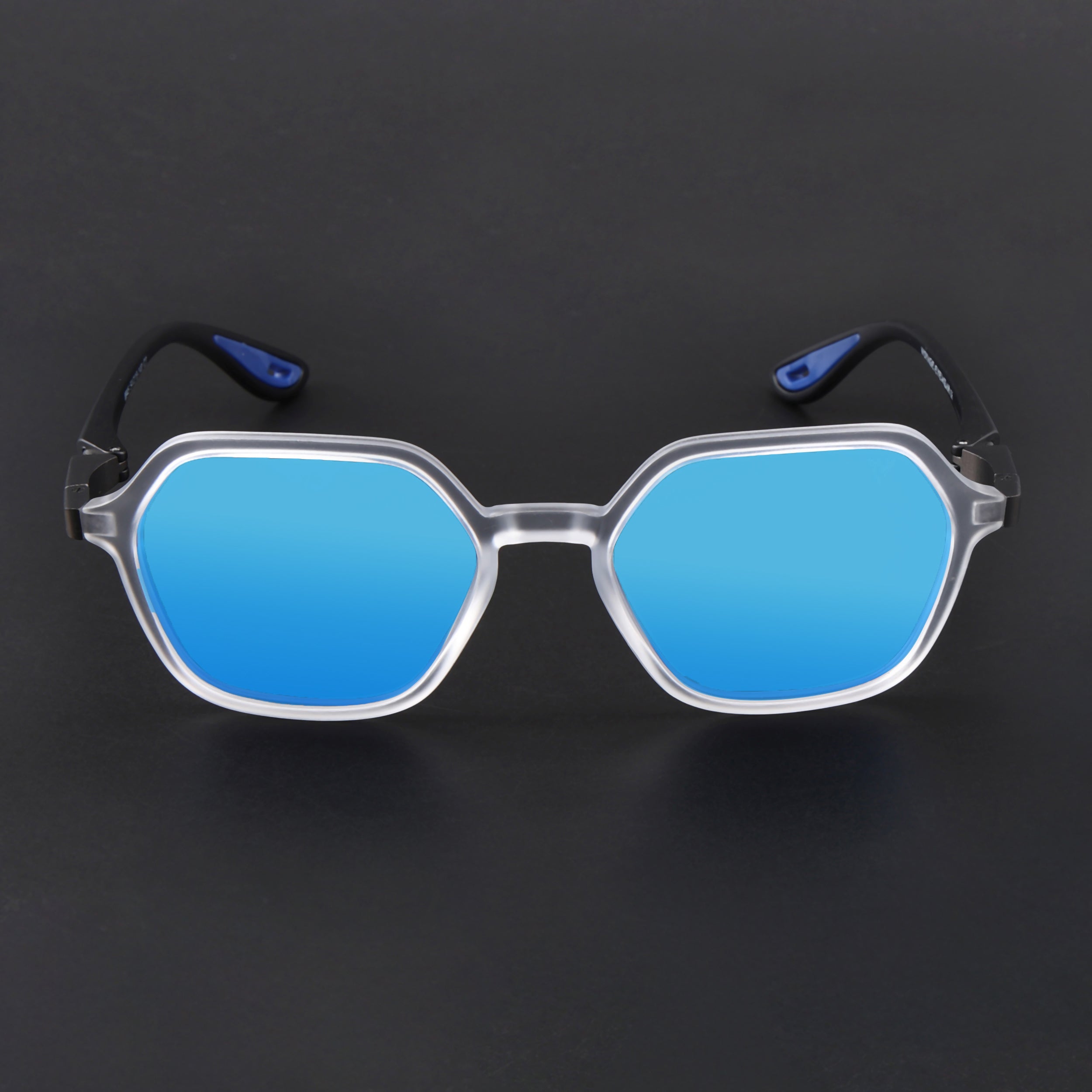 EdgeX | Aqua Blue Reflector Polarized Hexagon Sunglasses | PMG6645