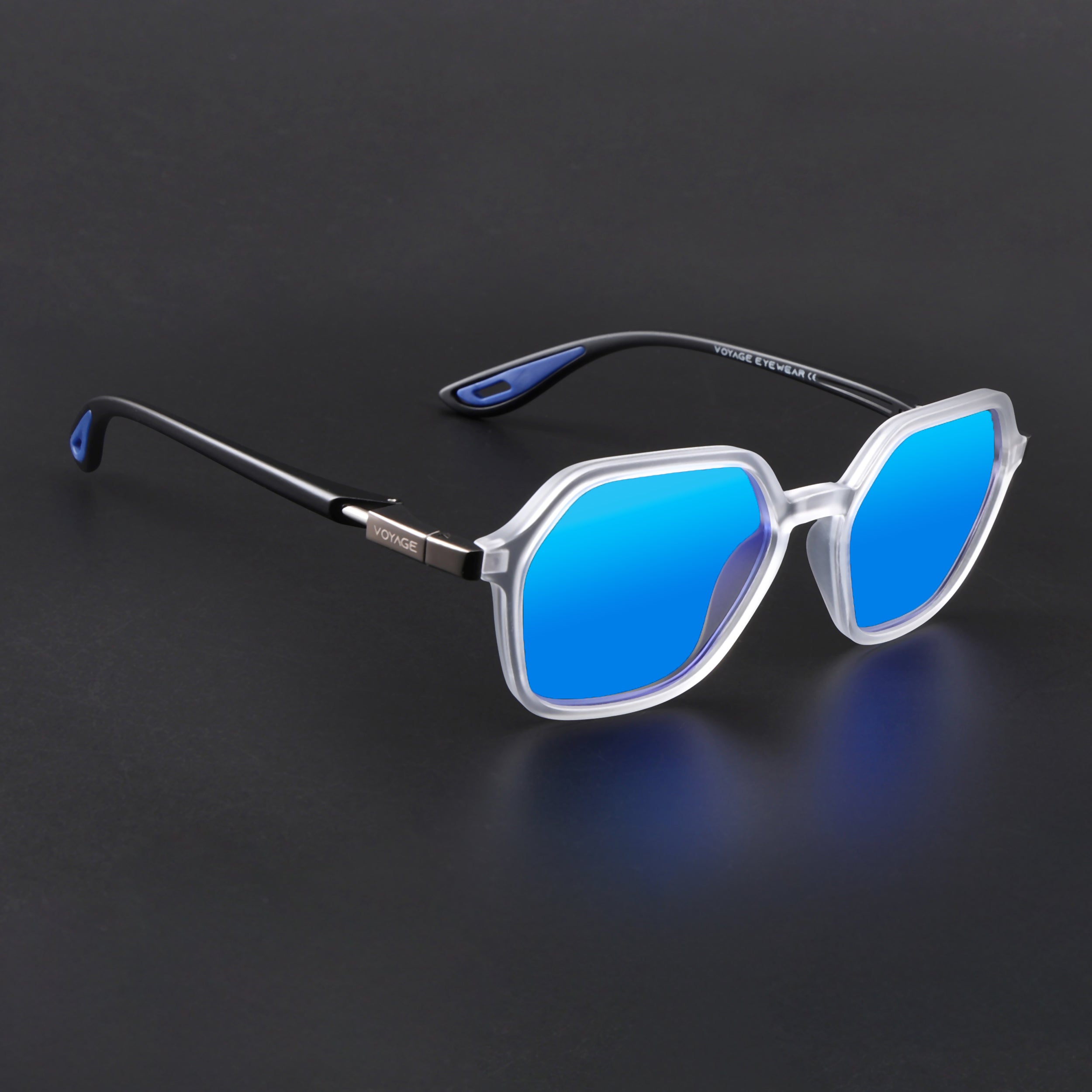 EdgeX | Aqua Blue Reflector Polarized Hexagon Sunglasses | PMG6645