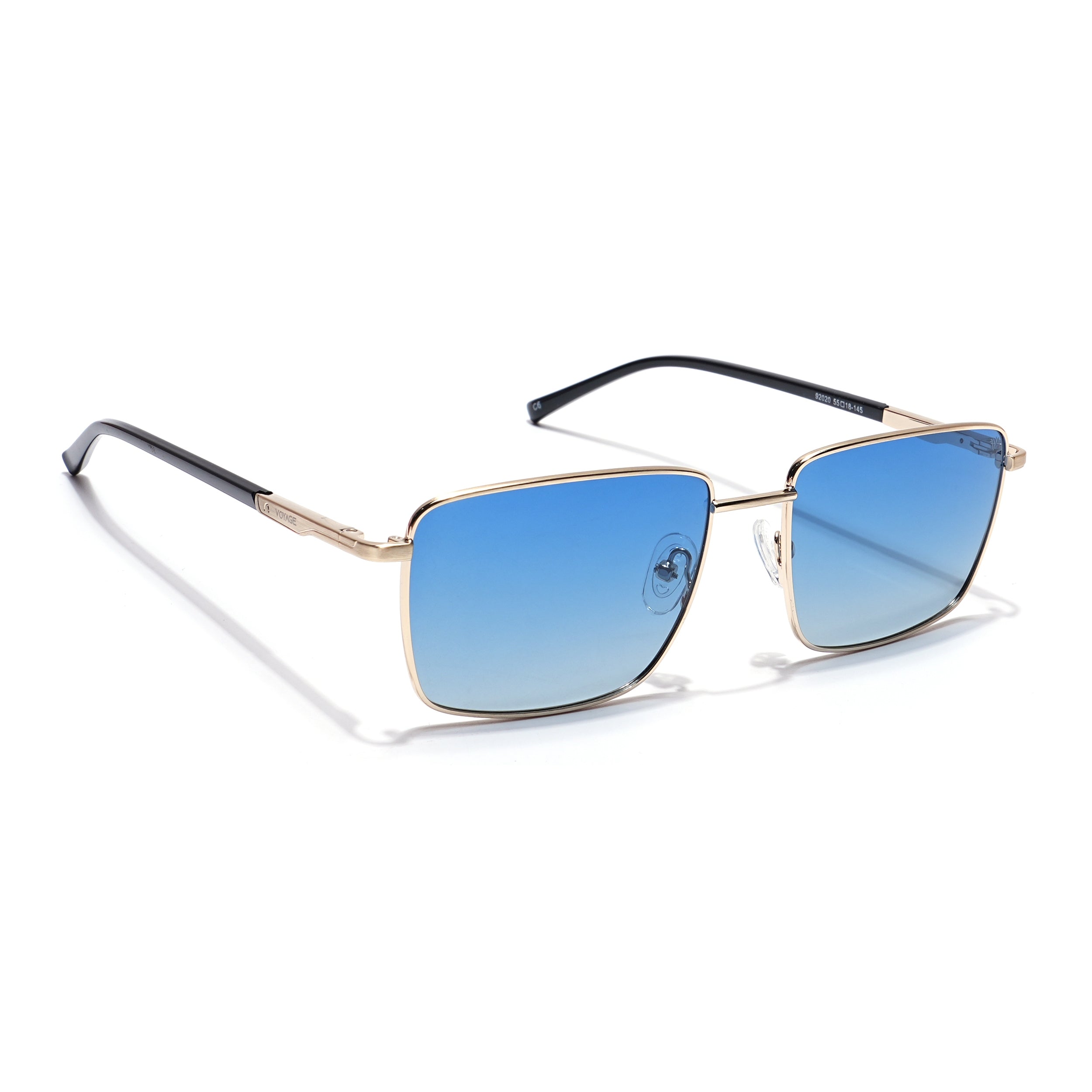 Voyage Select Square Sunglasses (Blue Lens | Golden Frame - SLPMG5942)