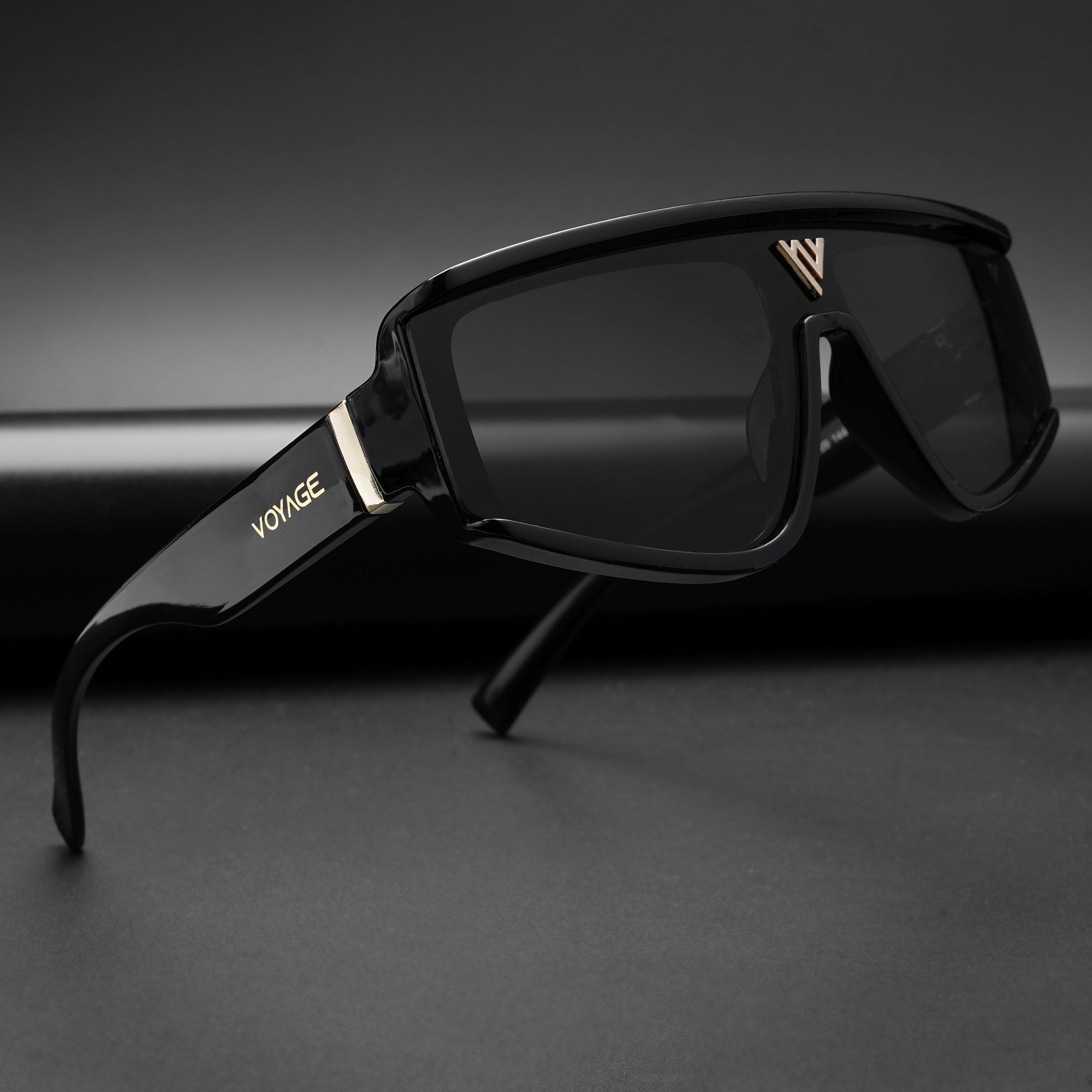 Voyage Technics Sunglasses for Men & Women (Black Lens | Black Frame - MG5588)