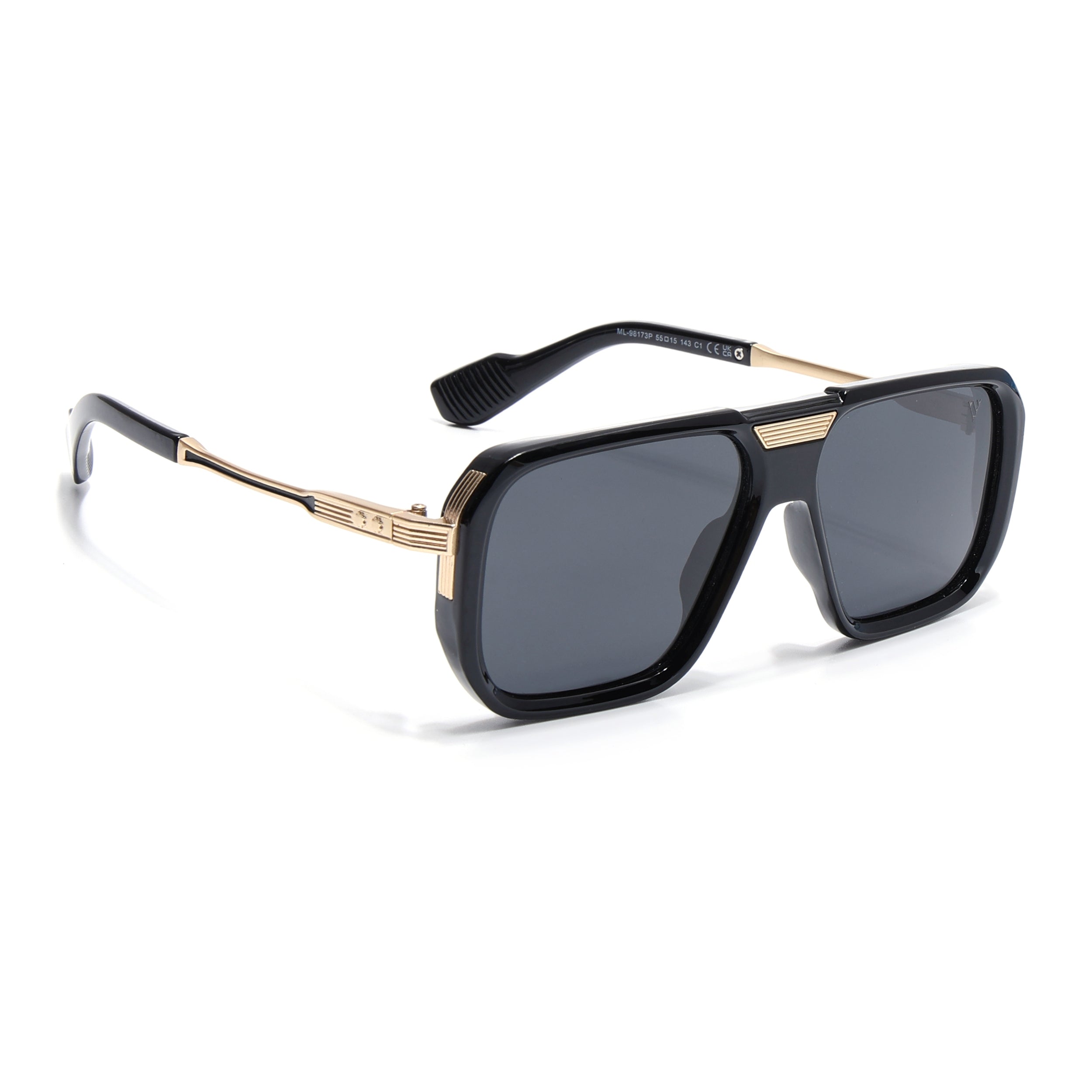 Alpha | Shine Black Wayfarer Polarized Sunglasses | Black Lens - PMG6623