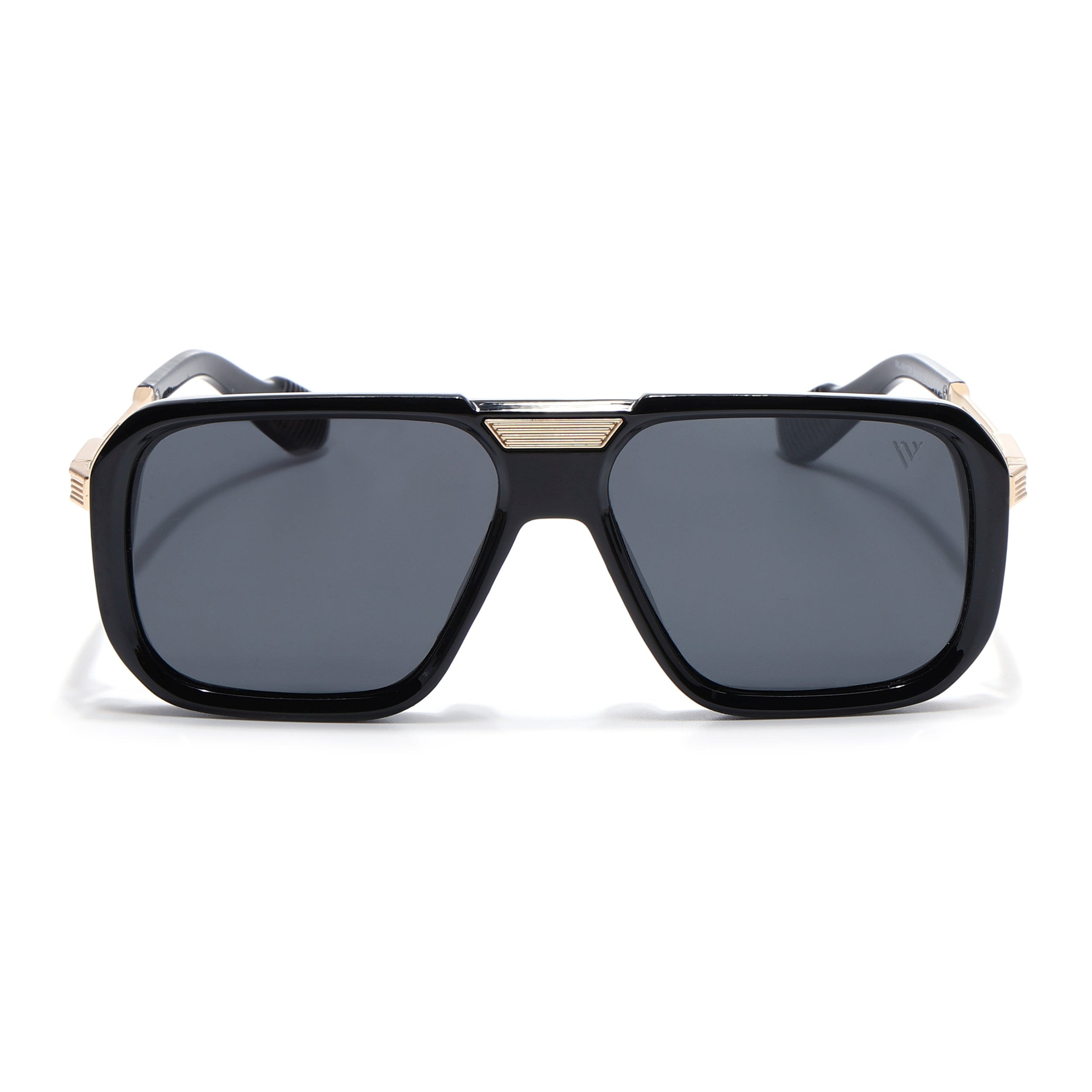 Alpha | Shine Black Wayfarer Polarized Sunglasses | Black Lens - PMG6623